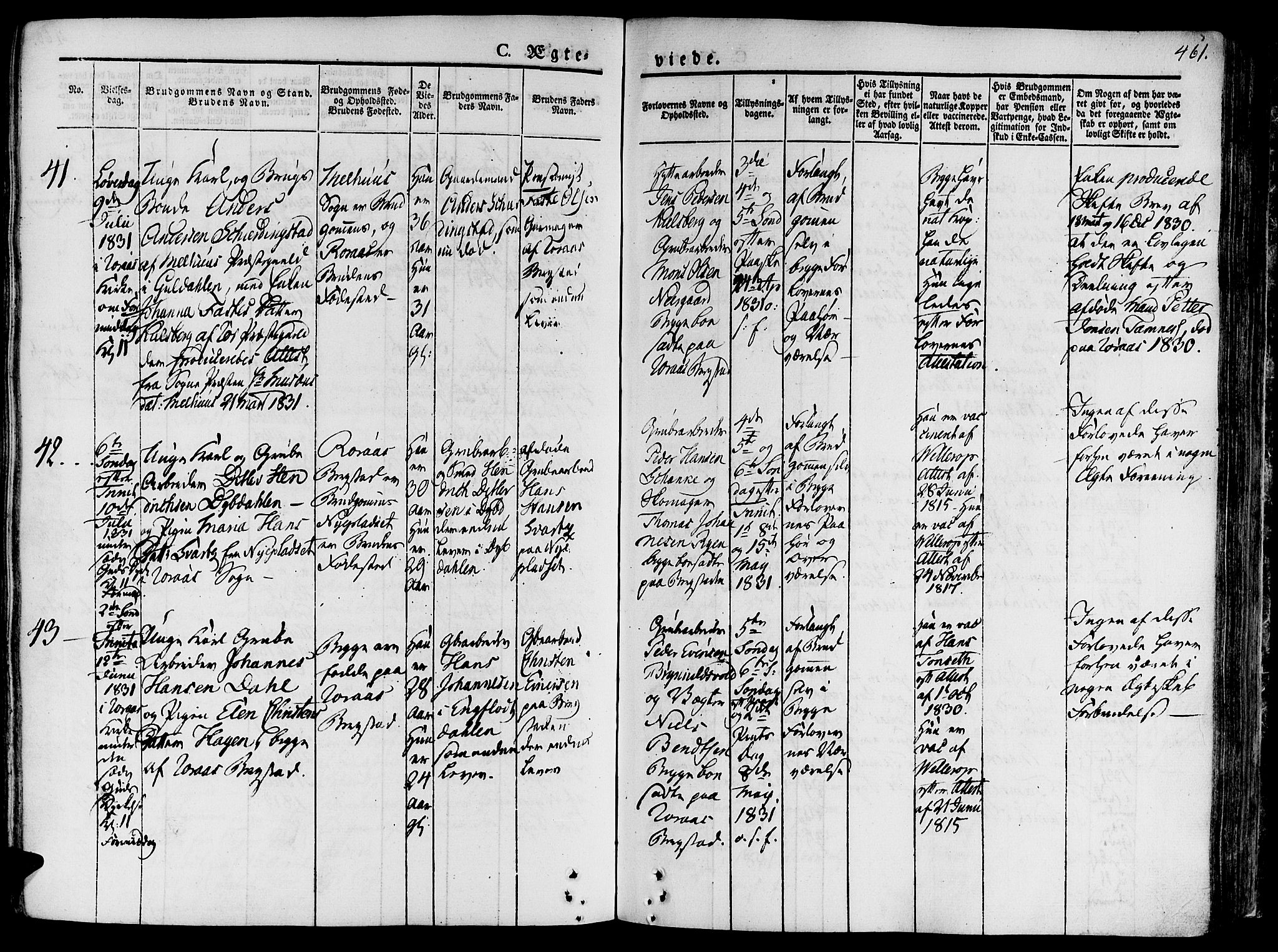 Ministerialprotokoller, klokkerbøker og fødselsregistre - Sør-Trøndelag, SAT/A-1456/681/L0930: Parish register (official) no. 681A08, 1829-1844, p. 461