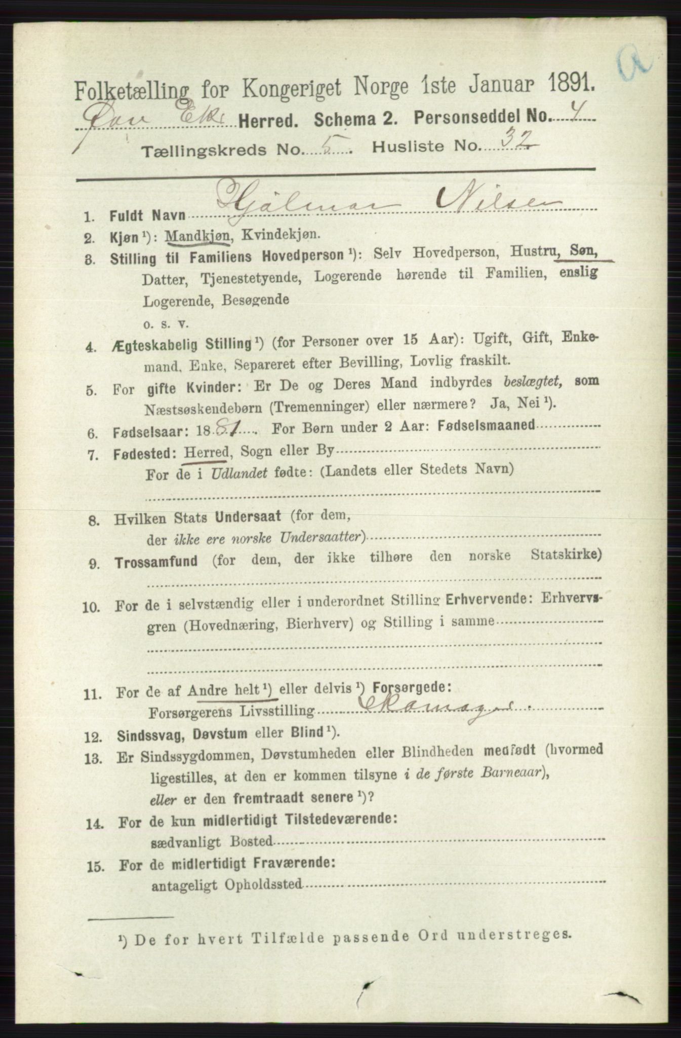 RA, 1891 census for 0624 Øvre Eiker, 1891, p. 1973
