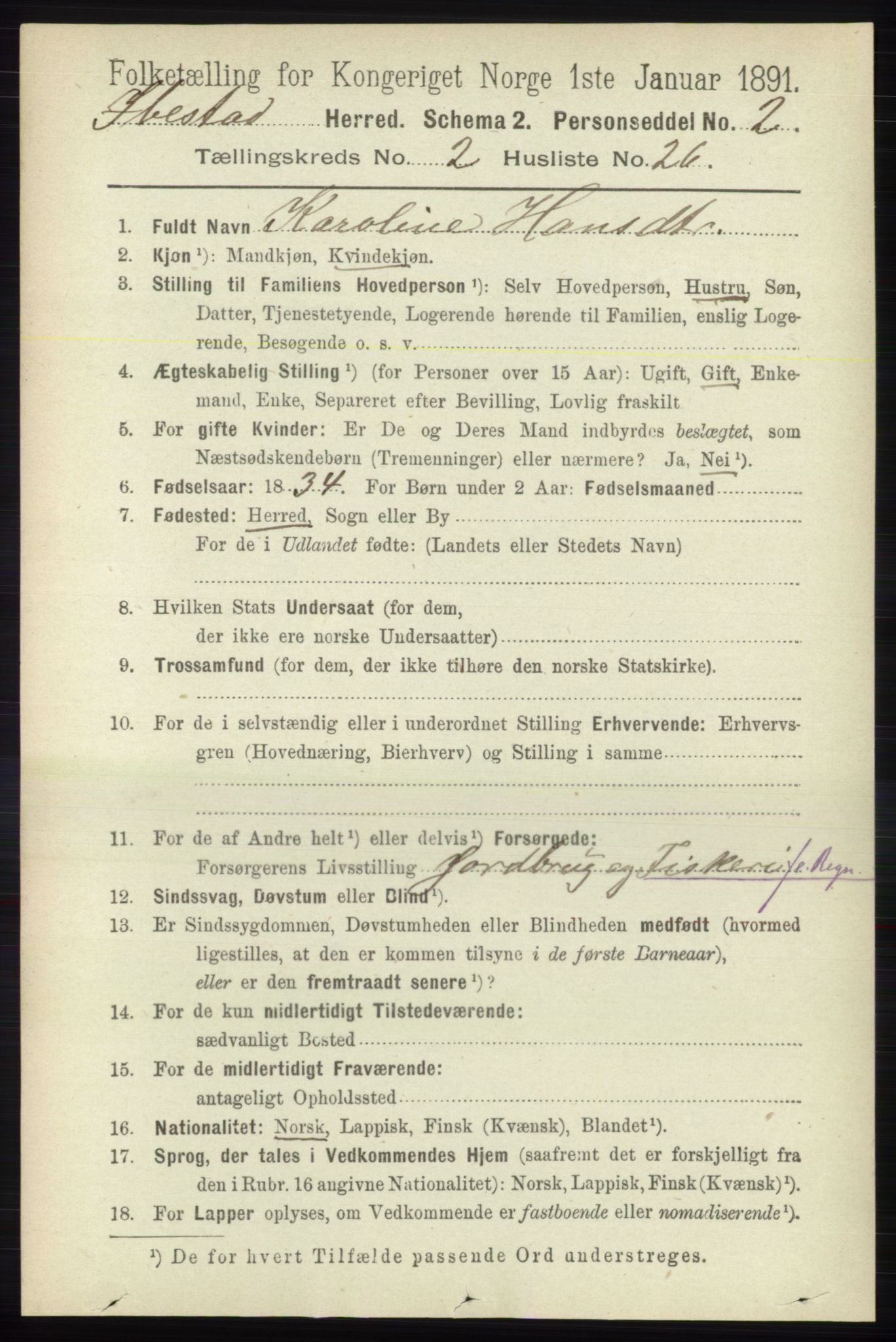 RA, 1891 census for 1917 Ibestad, 1891, p. 977