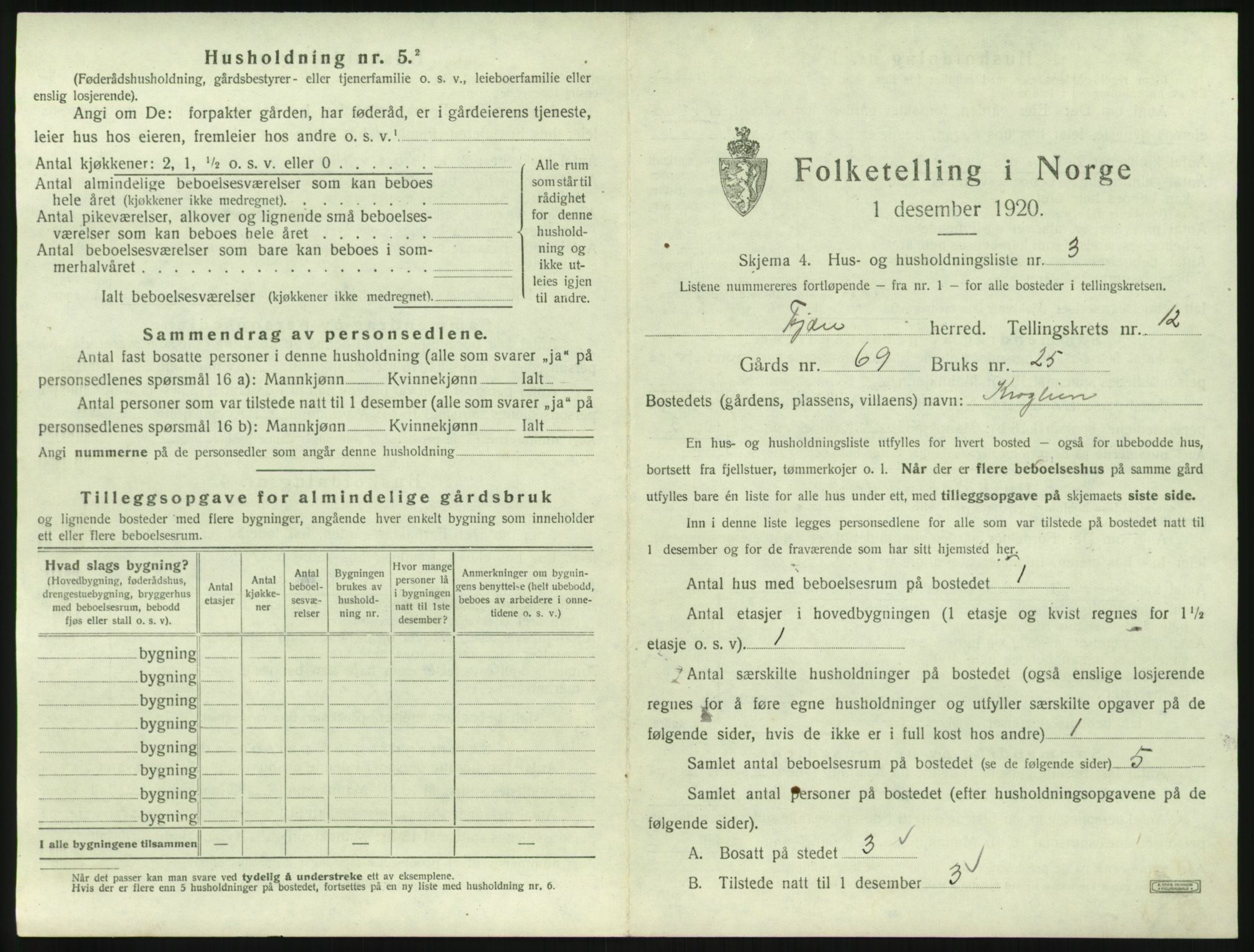 SAK, 1920 census for Fjære, 1920, p. 2055