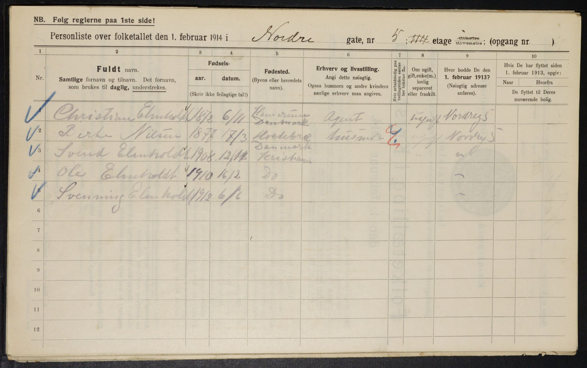 OBA, Municipal Census 1914 for Kristiania, 1914, p. 73058