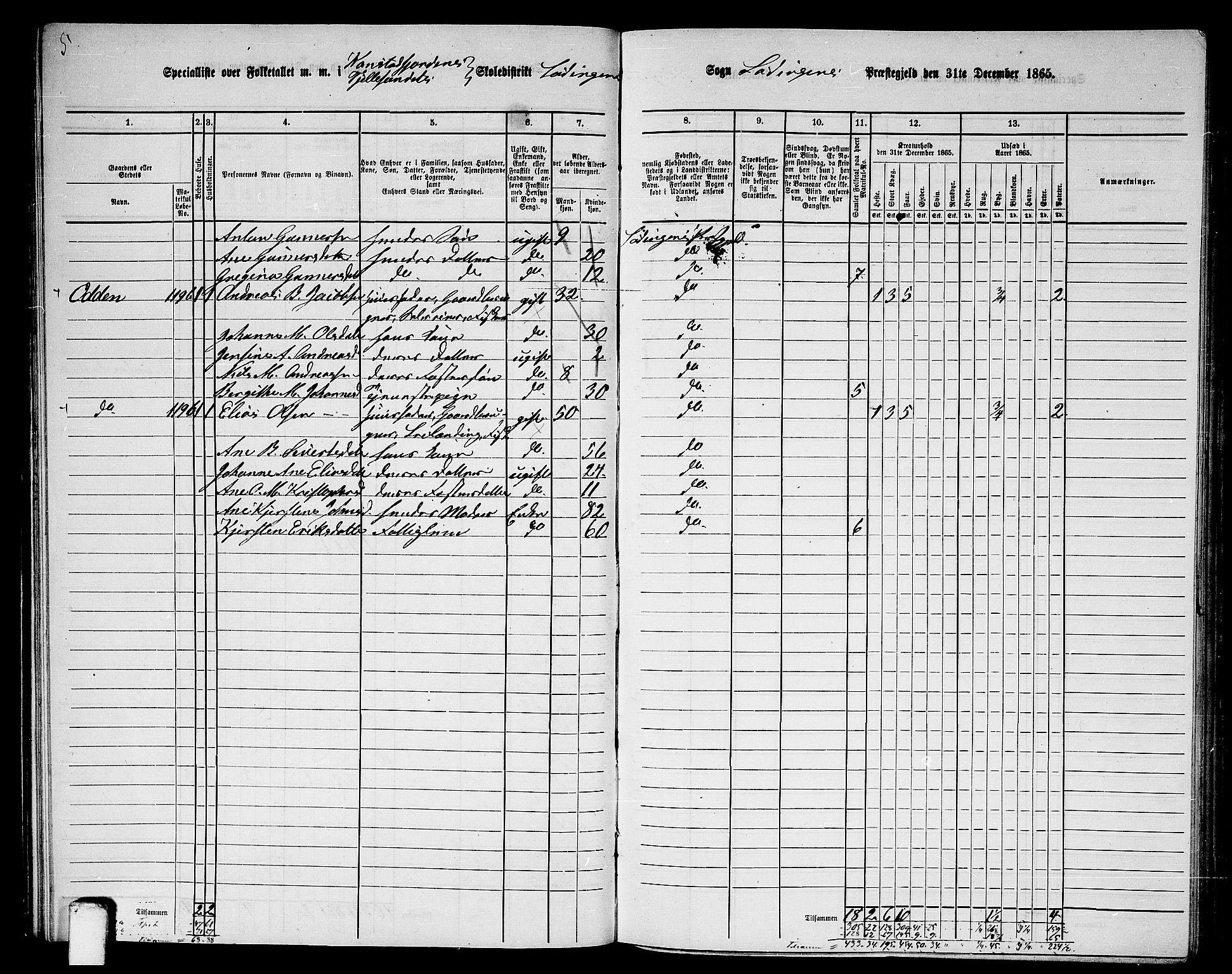 RA, 1865 census for Lødingen, 1865, p. 52