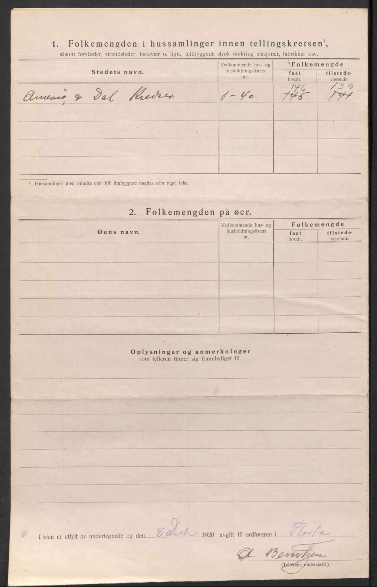 SAK, 1920 census for Flosta, 1920, p. 8