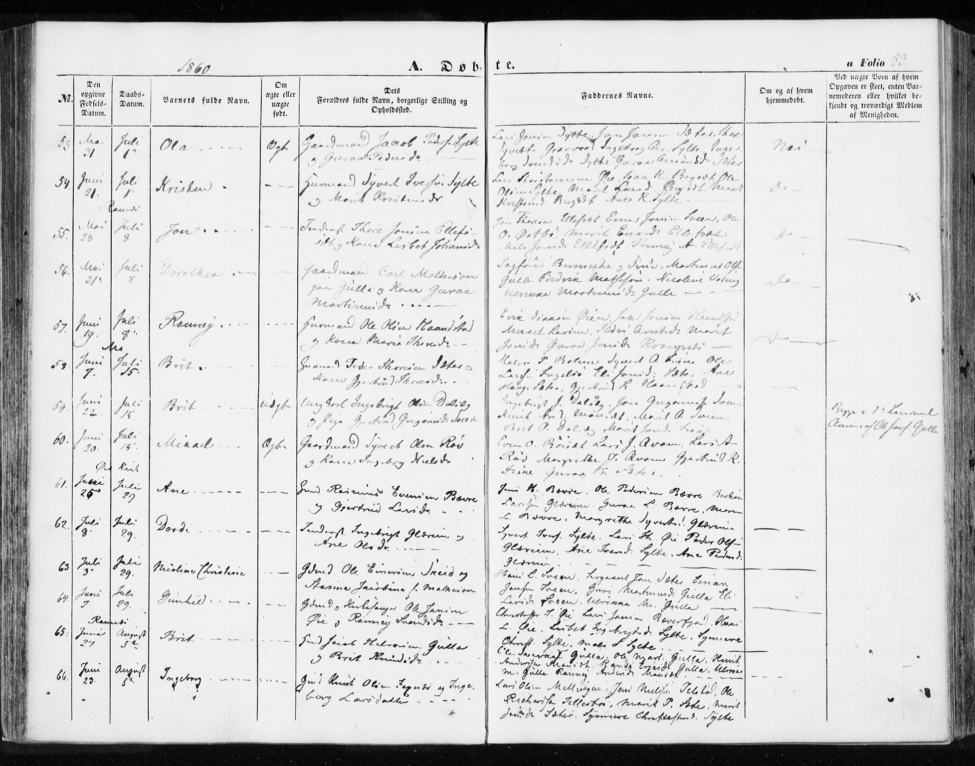 Ministerialprotokoller, klokkerbøker og fødselsregistre - Møre og Romsdal, AV/SAT-A-1454/595/L1044: Parish register (official) no. 595A06, 1852-1863, p. 83