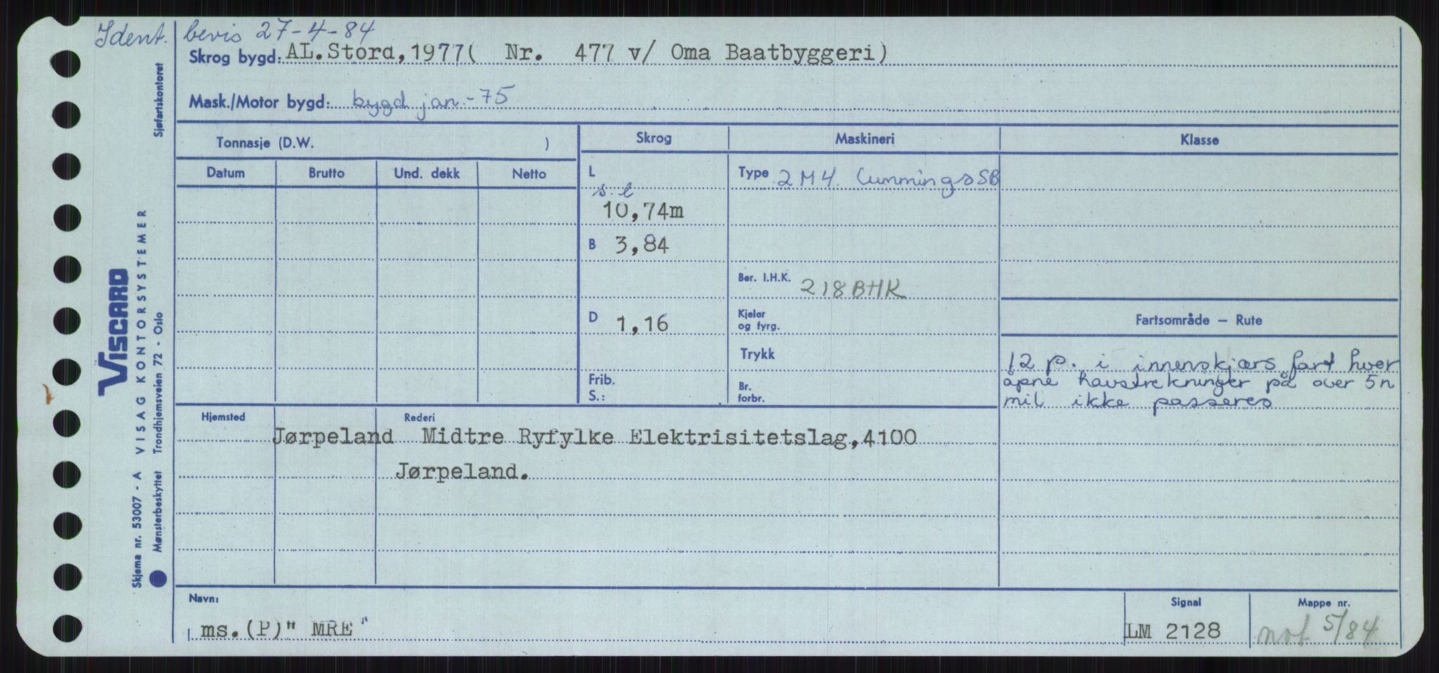 Sjøfartsdirektoratet med forløpere, Skipsmålingen, AV/RA-S-1627/H/Ha/L0003/0002: Fartøy, Hilm-Mar / Fartøy, Kom-Mar, p. 805