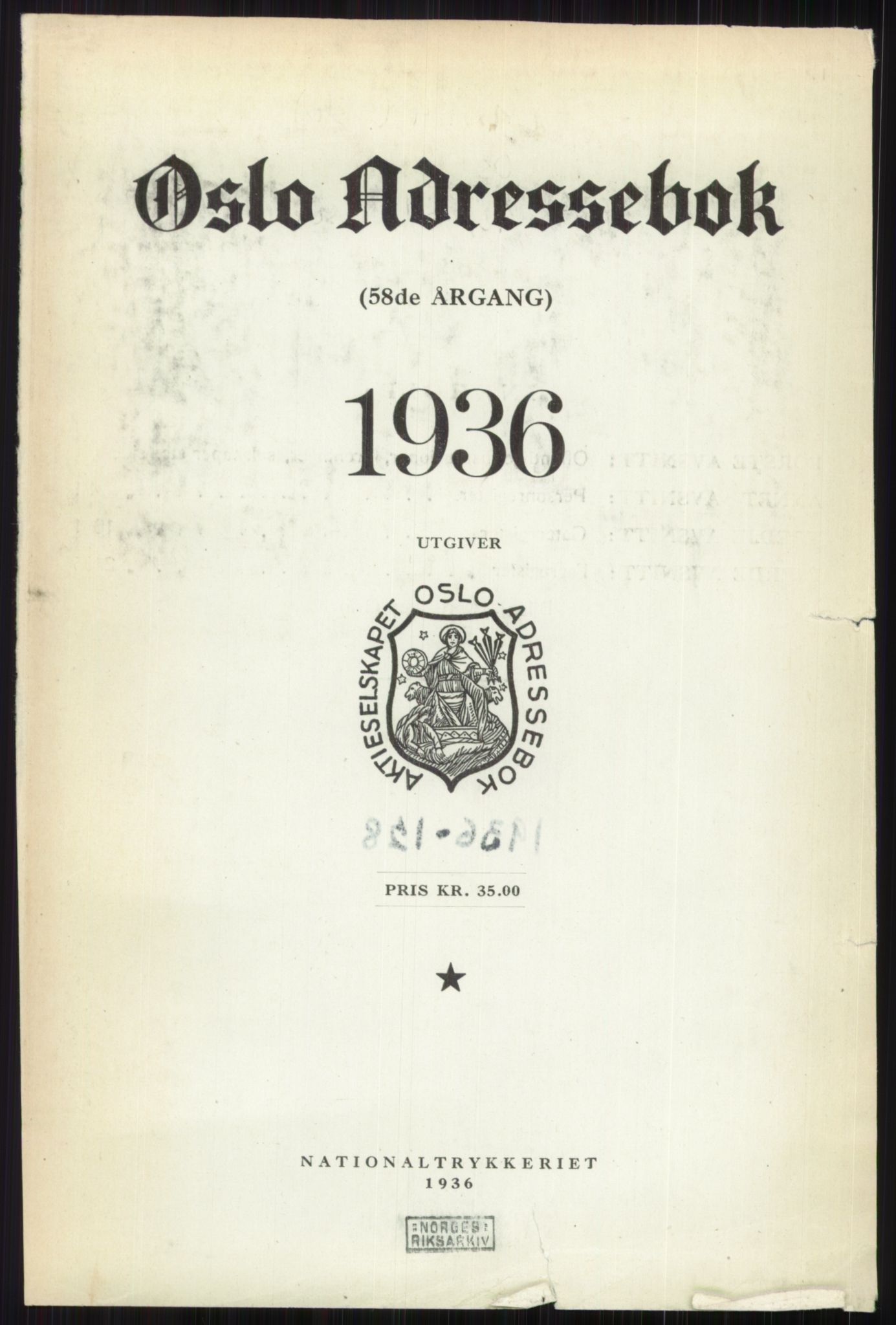 Kristiania/Oslo adressebok, PUBL/-, 1936