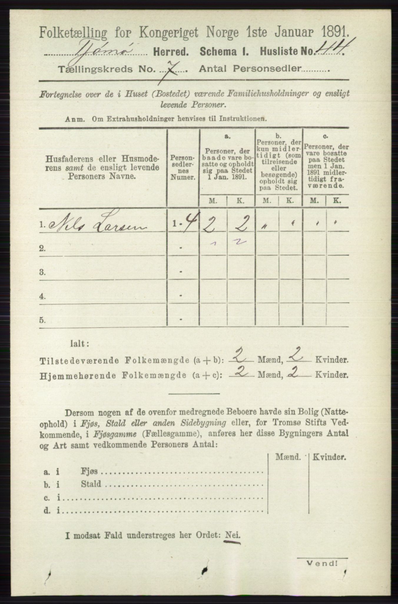 RA, 1891 census for 0723 Tjøme, 1891, p. 2456