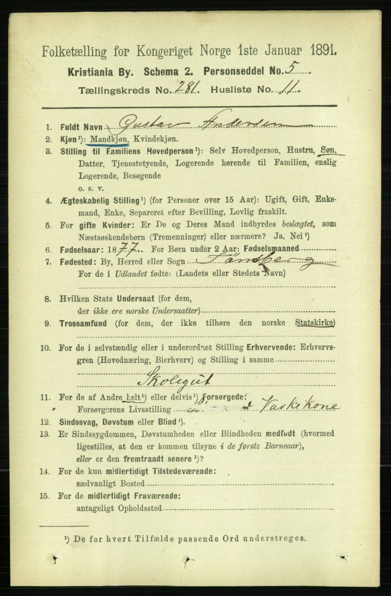 RA, 1891 census for 0301 Kristiania, 1891, p. 171083
