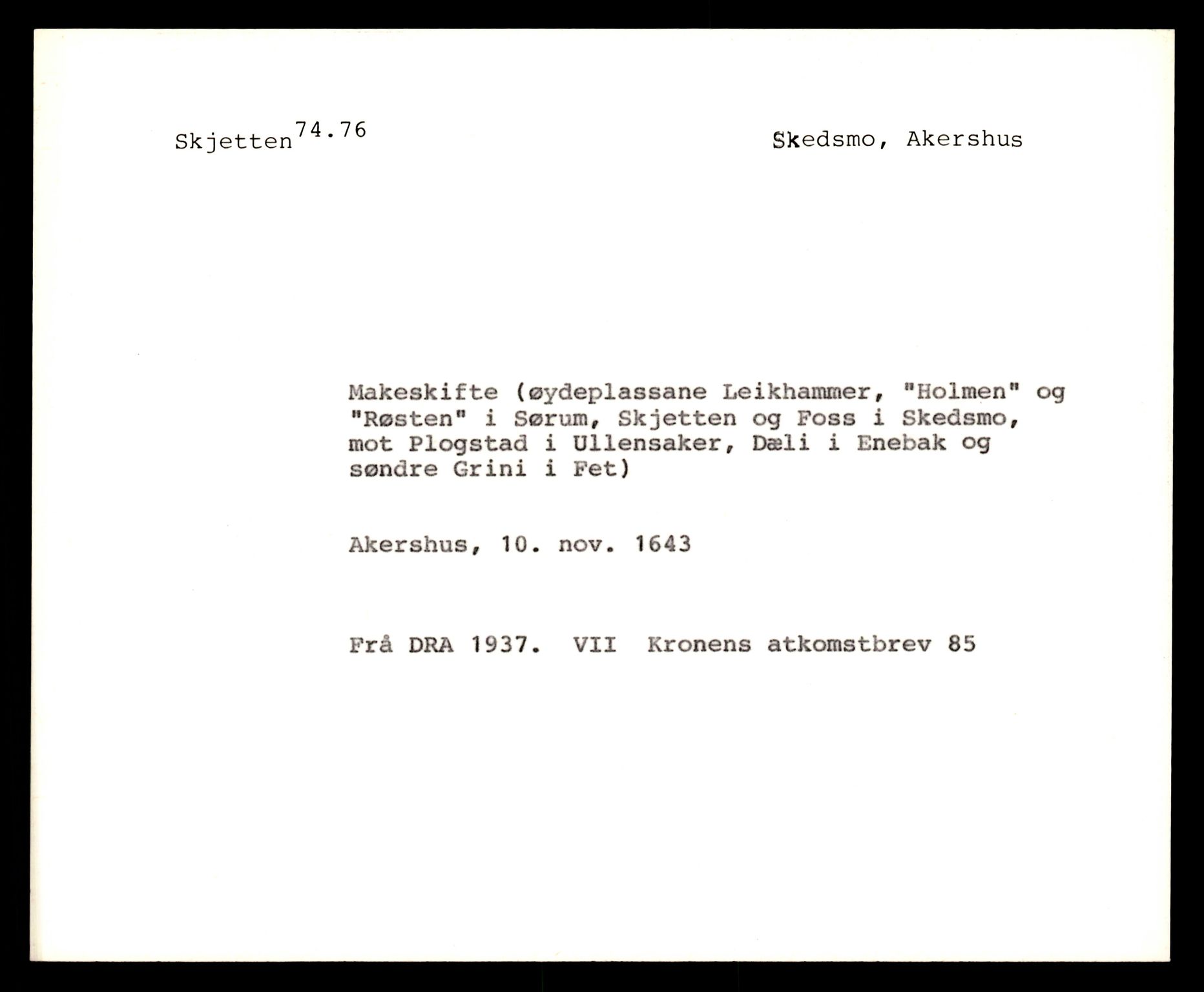Riksarkivets diplomsamling, AV/RA-EA-5965/F35/F35e/L0006: Registreringssedler Akershus 2, 1400-1700, p. 533
