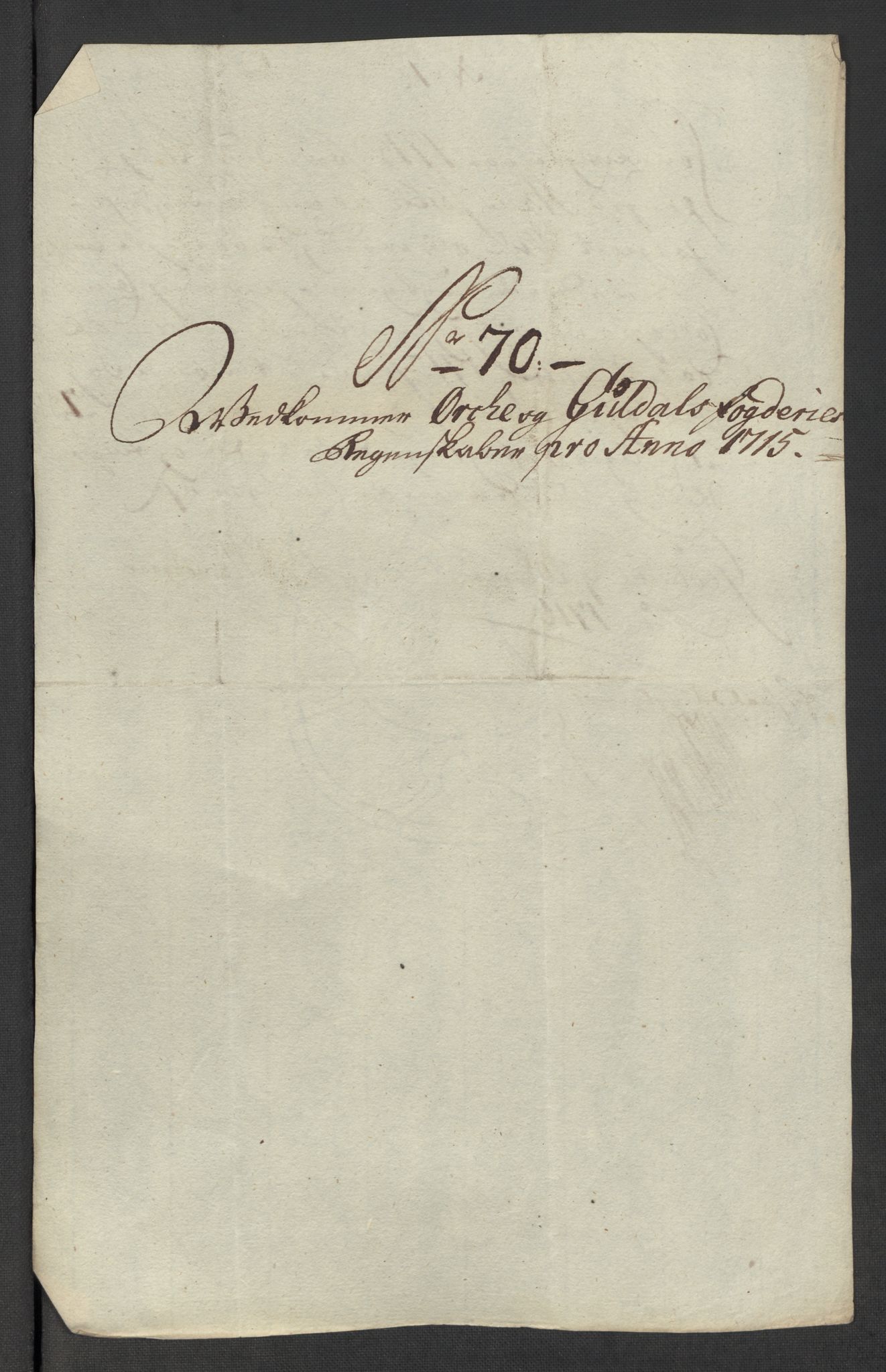 Rentekammeret inntil 1814, Reviderte regnskaper, Fogderegnskap, RA/EA-4092/R60/L3966: Fogderegnskap Orkdal og Gauldal, 1715, p. 490