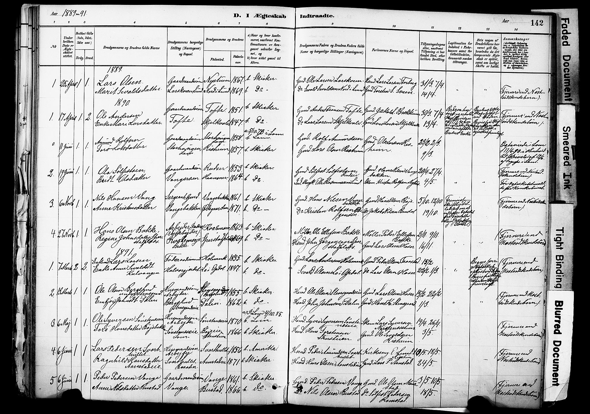 Skjåk prestekontor, SAH/PREST-072/H/Ha/Haa/L0003: Parish register (official) no. 3, 1880-1907, p. 142
