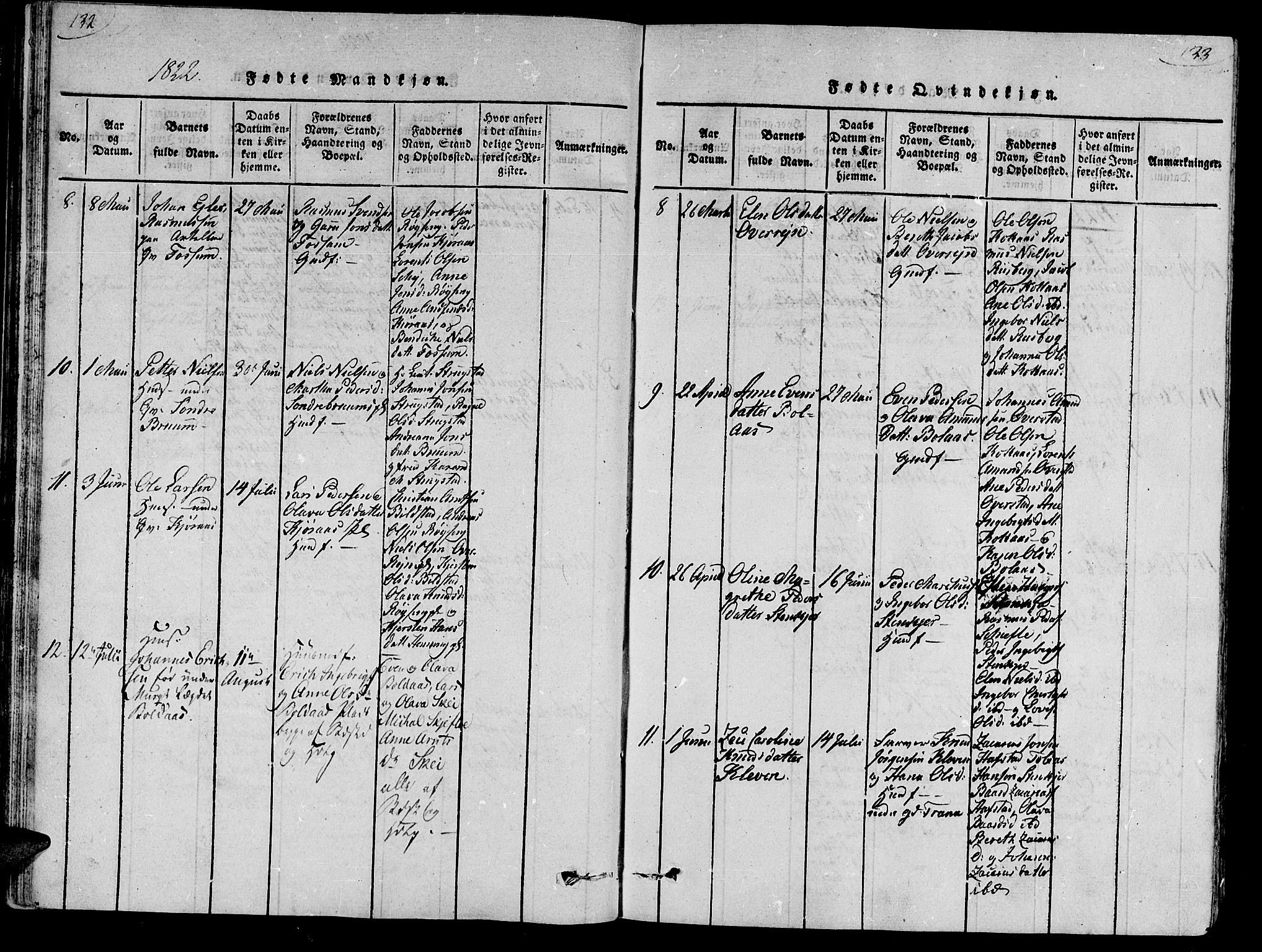 Ministerialprotokoller, klokkerbøker og fødselsregistre - Nord-Trøndelag, AV/SAT-A-1458/735/L0333: Parish register (official) no. 735A04 /2, 1816-1825, p. 132-133