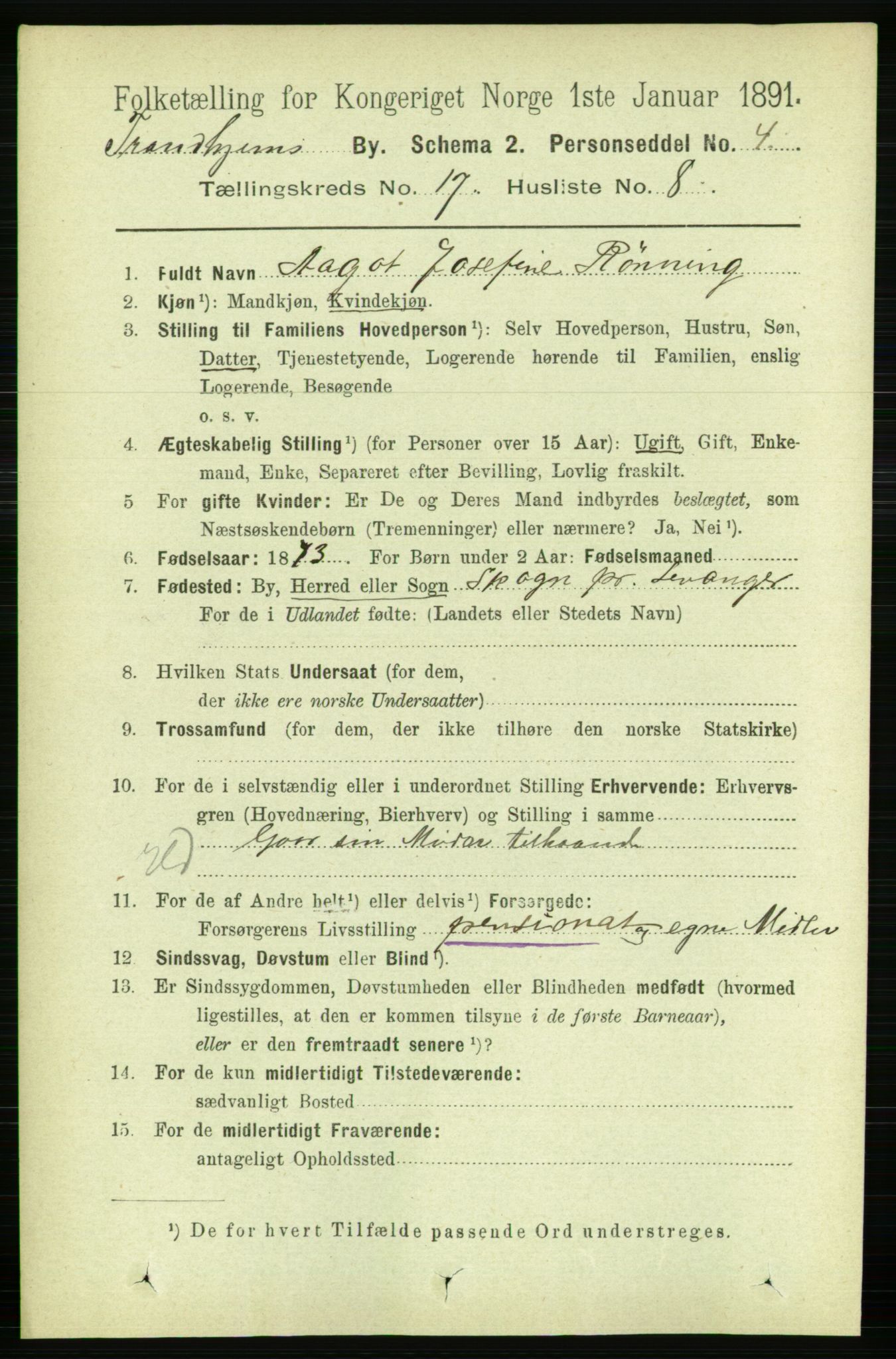 RA, 1891 census for 1601 Trondheim, 1891, p. 13302