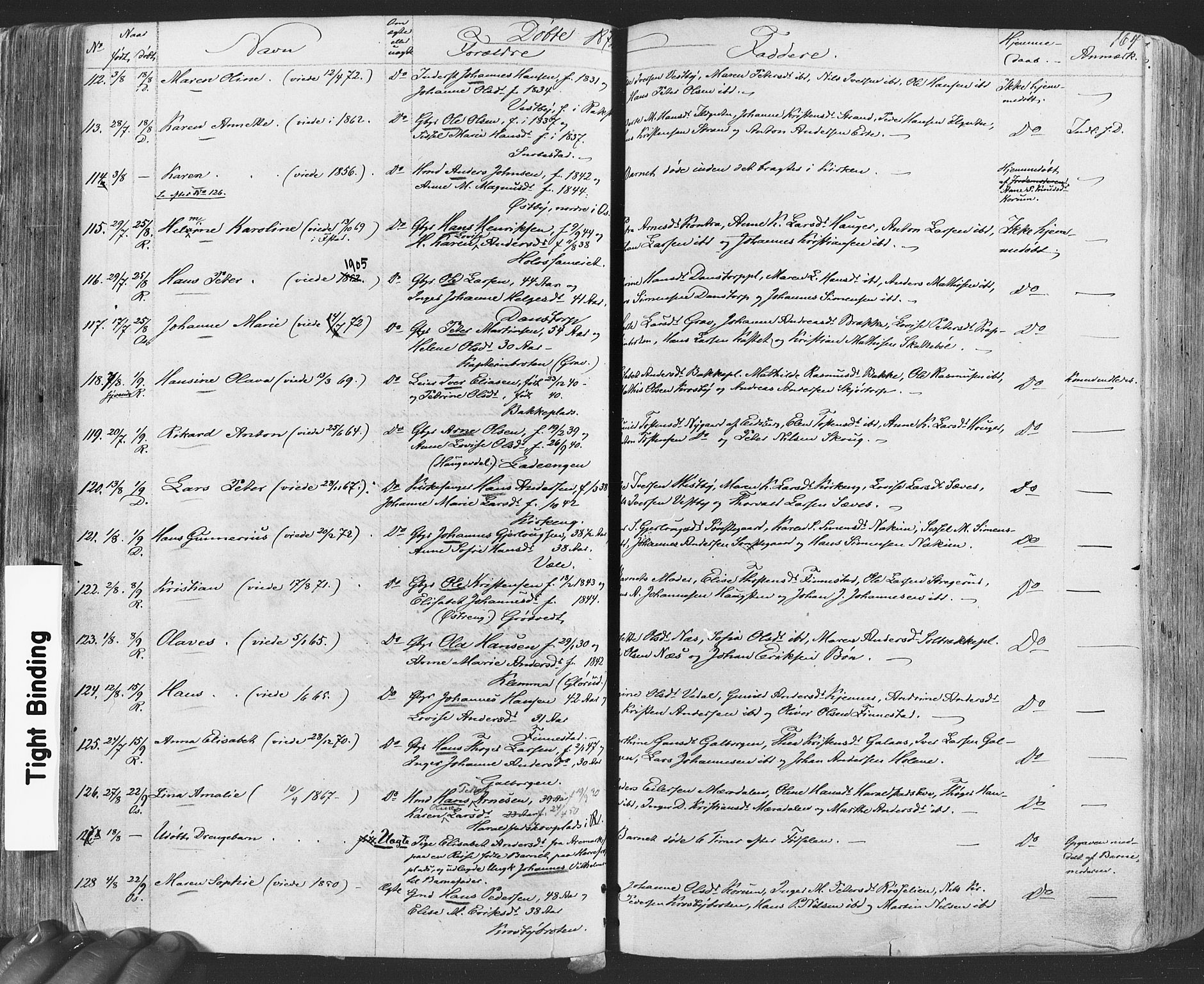 Rakkestad prestekontor Kirkebøker, AV/SAO-A-2008/F/Fa/L0011: Parish register (official) no. I 11, 1862-1877, p. 164