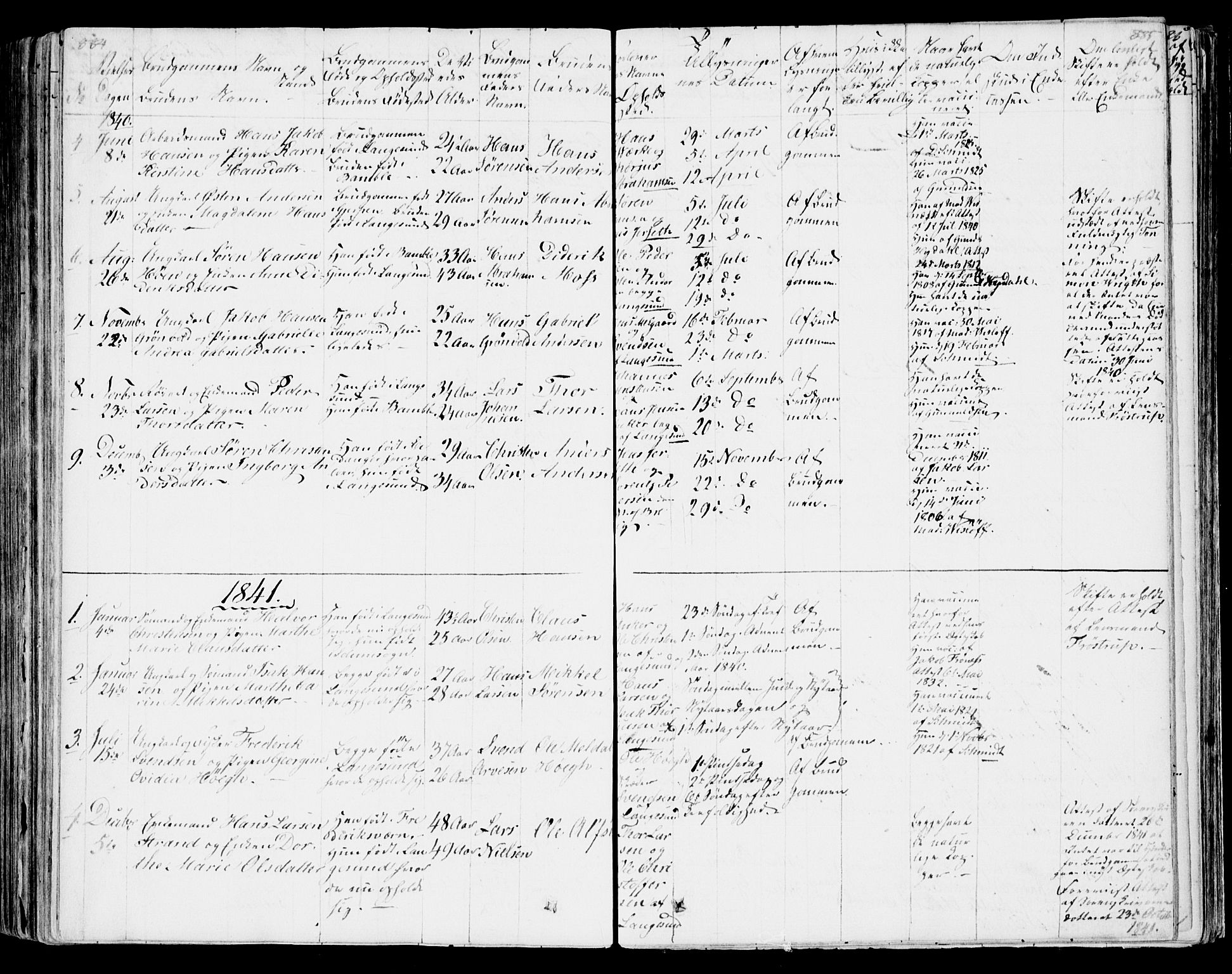 Bamble kirkebøker, AV/SAKO-A-253/F/Fa/L0004: Parish register (official) no. I 4, 1834-1853, p. 884-885