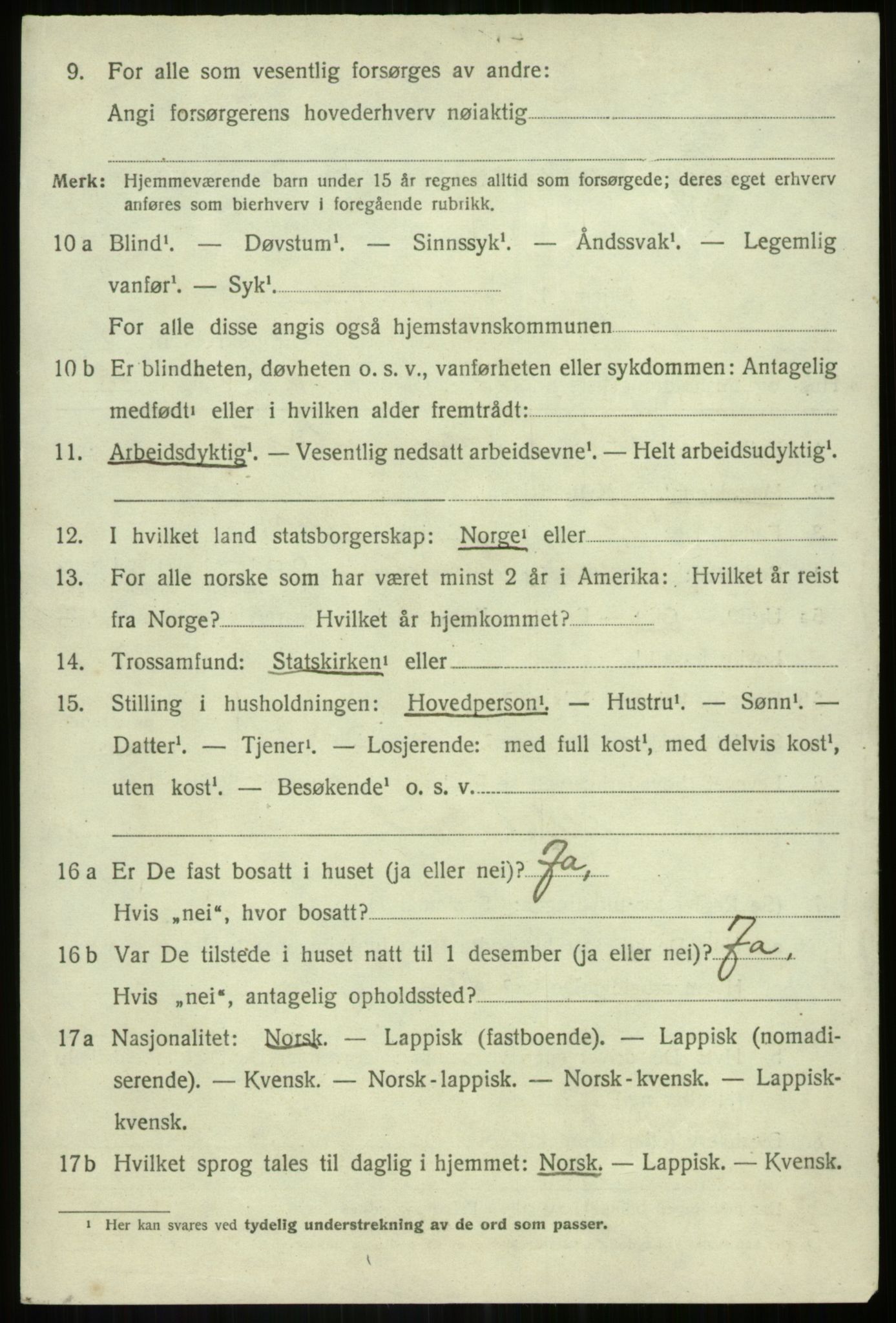 SATØ, 1920 census for Bardu, 1920, p. 2463