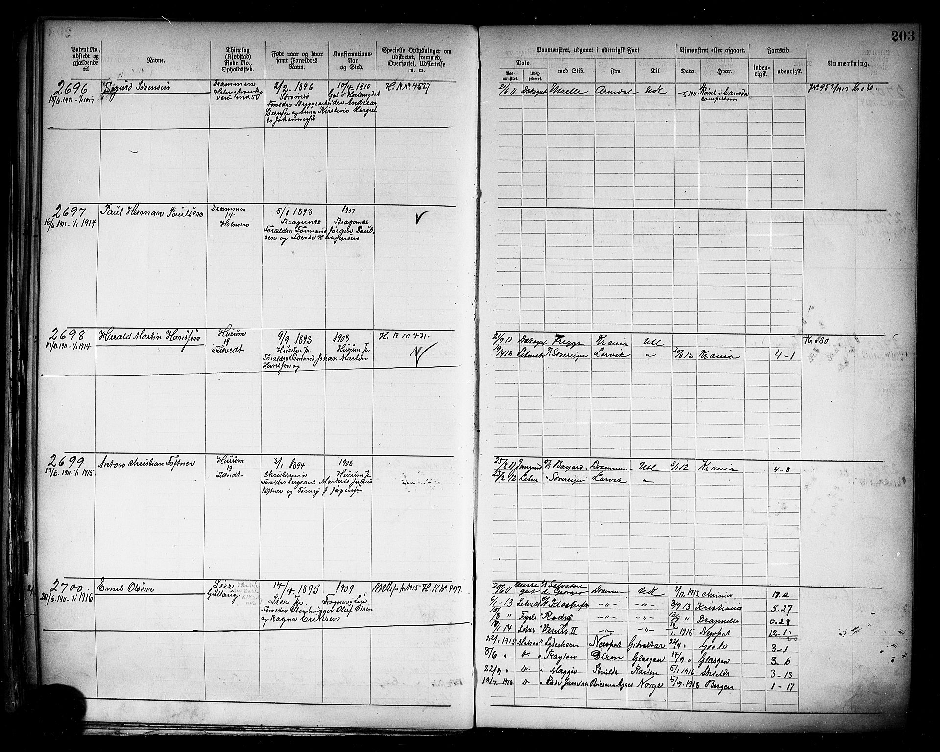 Drammen innrulleringsdistrikt, SAKO/A-781/F/Fb/L0006: Annotasjonsrulle, 1905-1911, p. 207