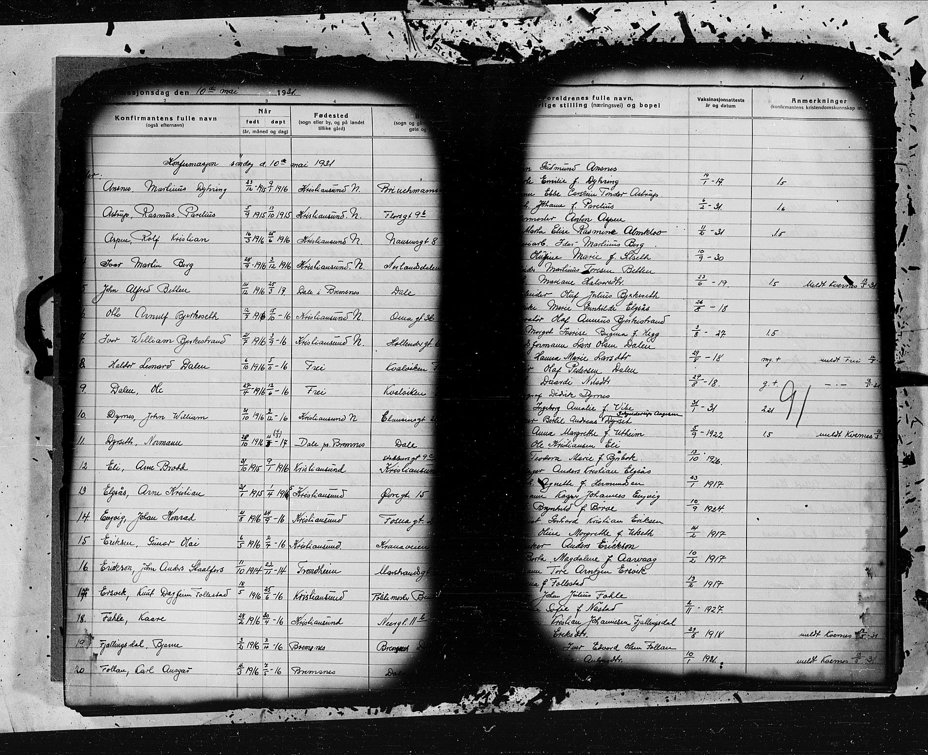 Kristiansund sokneprestkontor, AV/SAT-A-1068/1/I/I1: Parish register (official) no. 9c, 1925-1934, p. 91