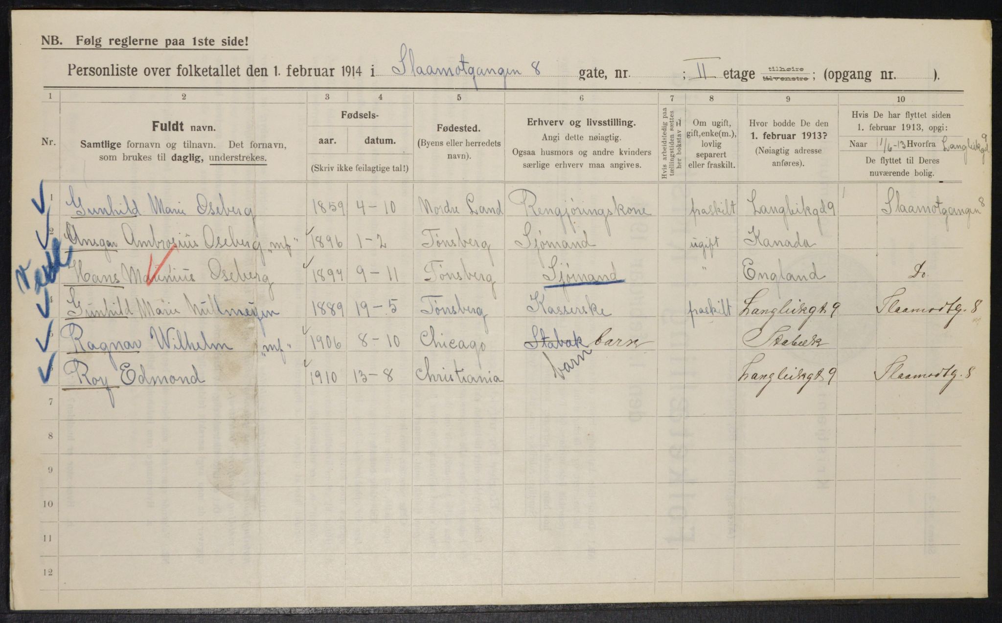 OBA, Municipal Census 1914 for Kristiania, 1914, p. 96829