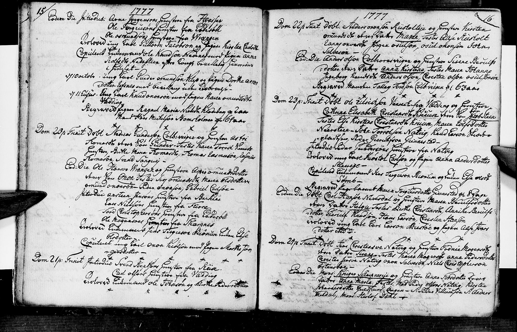 Øyestad sokneprestkontor, AV/SAK-1111-0049/F/Fa/L0008: Parish register (official) no. A 8, 1777-1804, p. 15-16