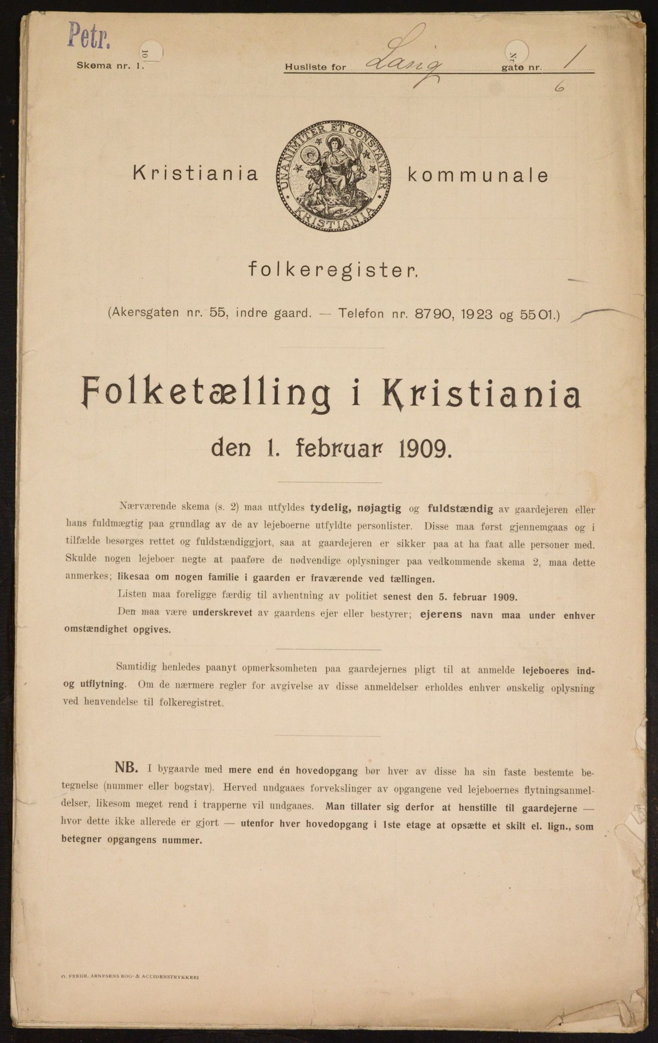 OBA, Municipal Census 1909 for Kristiania, 1909, p. 51499