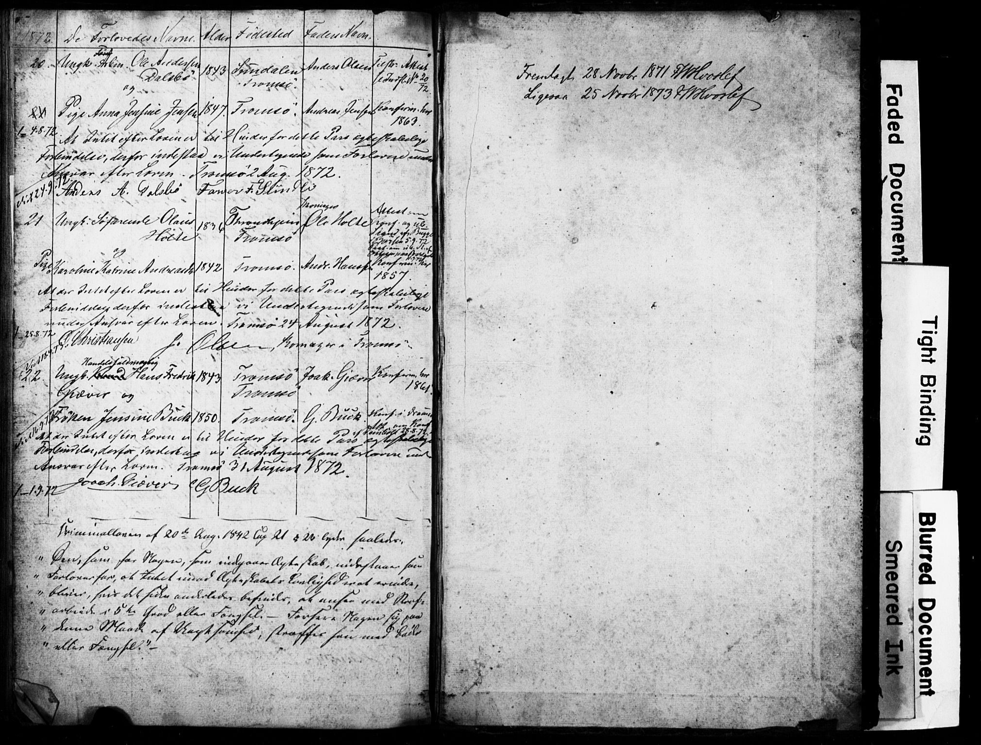 Tromsø sokneprestkontor/stiftsprosti/domprosti, AV/SATØ-S-1343/H/Hc/L0097: Banns register no. 97, 1851-1872
