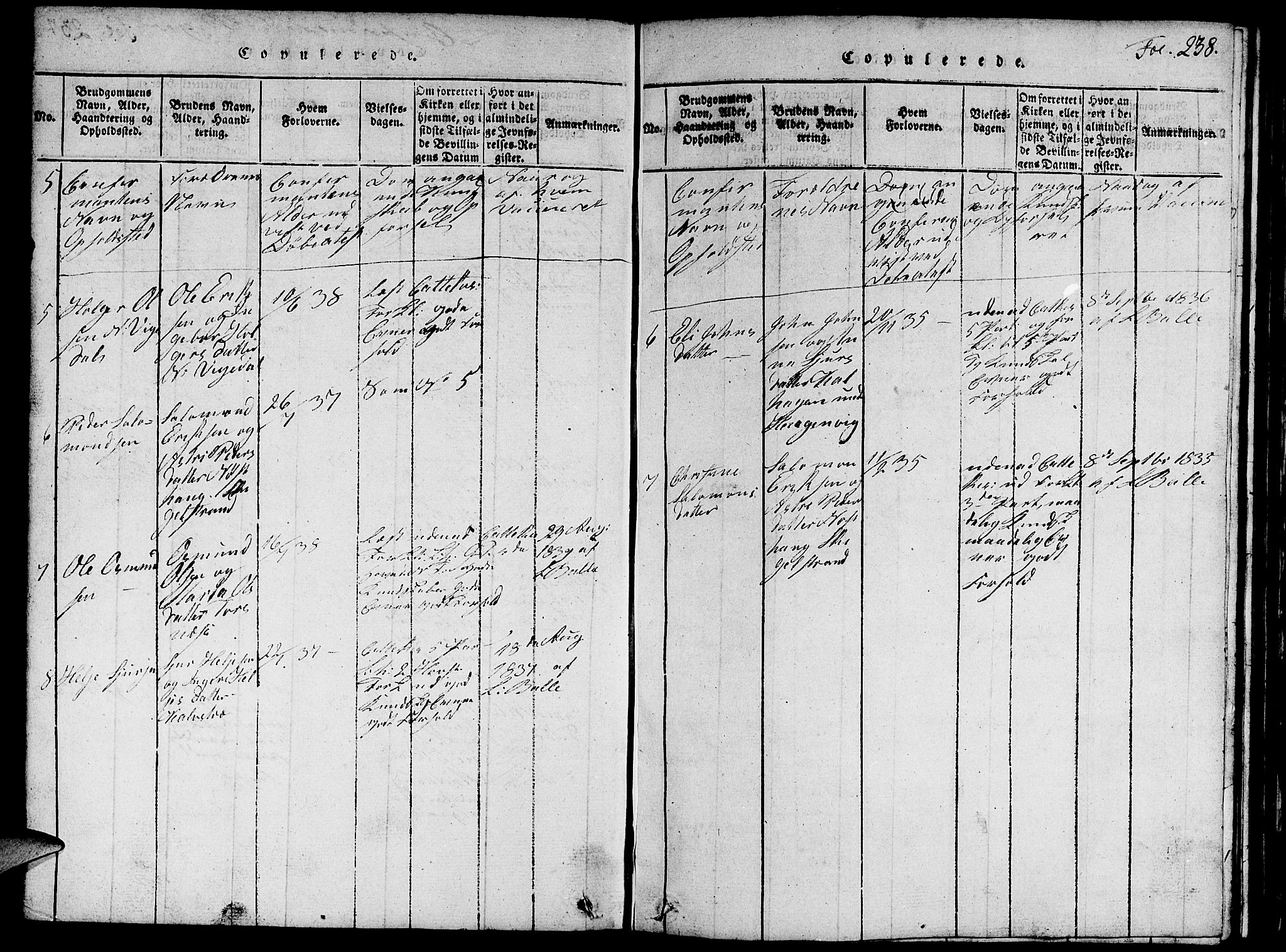 Vikedal sokneprestkontor, AV/SAST-A-101840/01/V: Parish register (copy) no. B 1, 1816-1853, p. 238