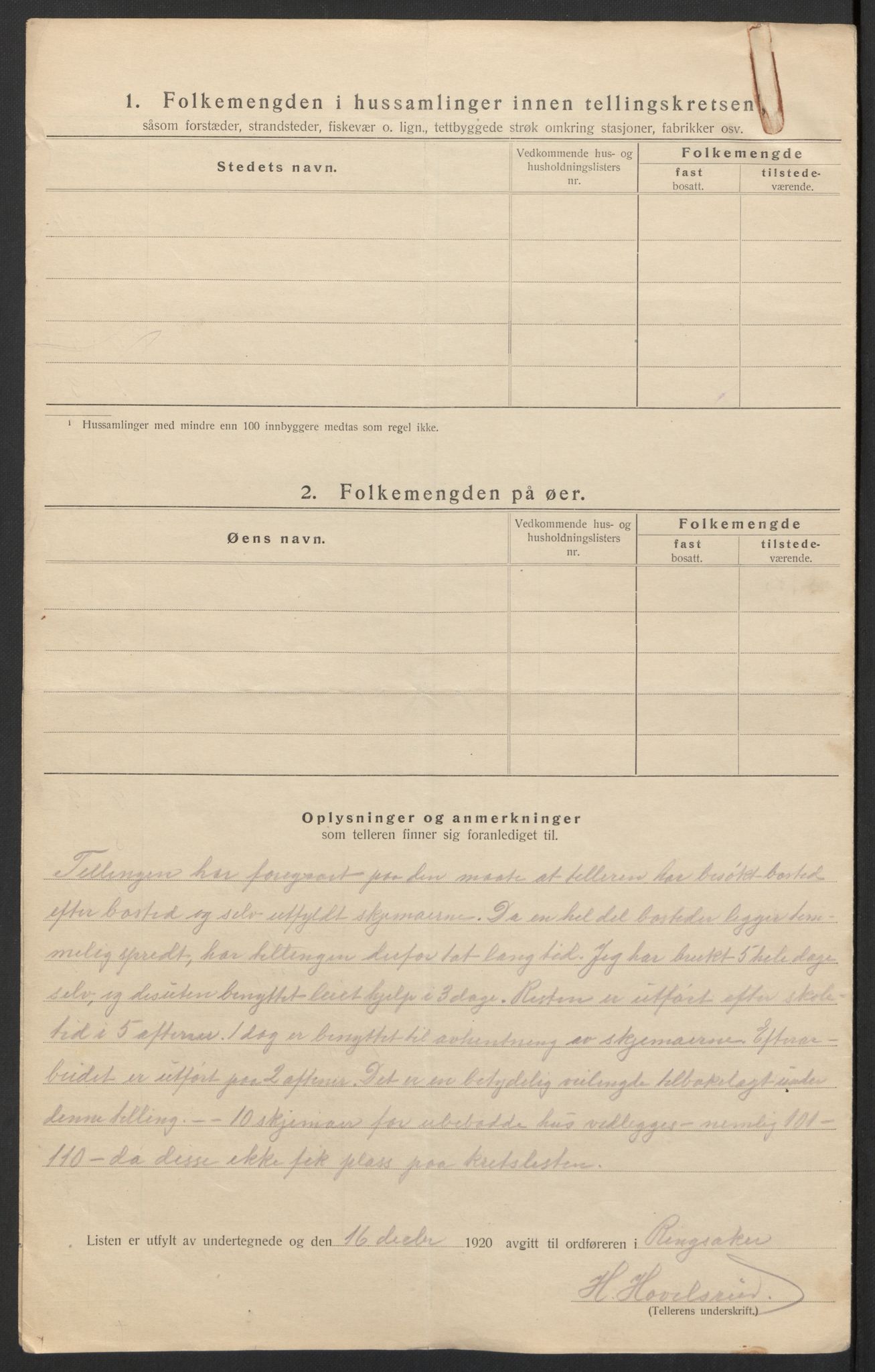 SAH, 1920 census for Ringsaker, 1920, p. 111