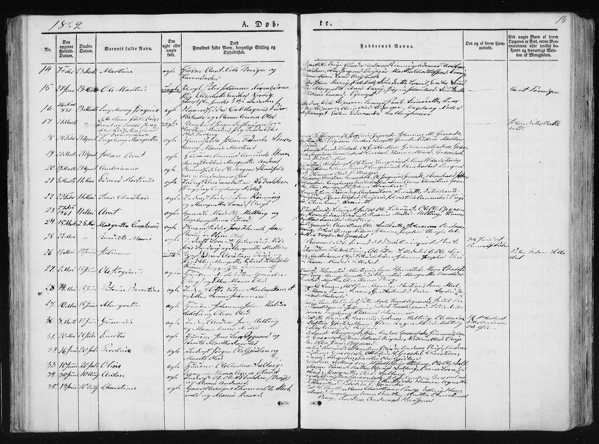 Ministerialprotokoller, klokkerbøker og fødselsregistre - Nord-Trøndelag, SAT/A-1458/733/L0323: Parish register (official) no. 733A02, 1843-1870, p. 74