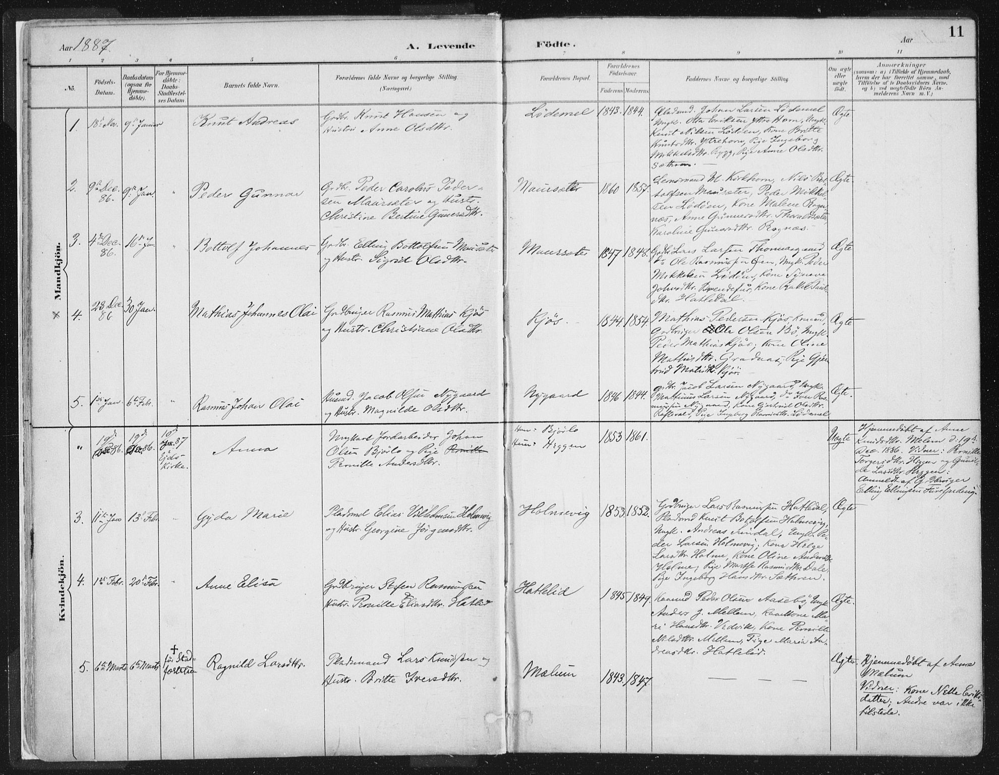 Hornindal sokneprestembete, AV/SAB-A-82401/H/Haa/Haaa/L0003/0001: Parish register (official) no. A 3A, 1887-1917, p. 11
