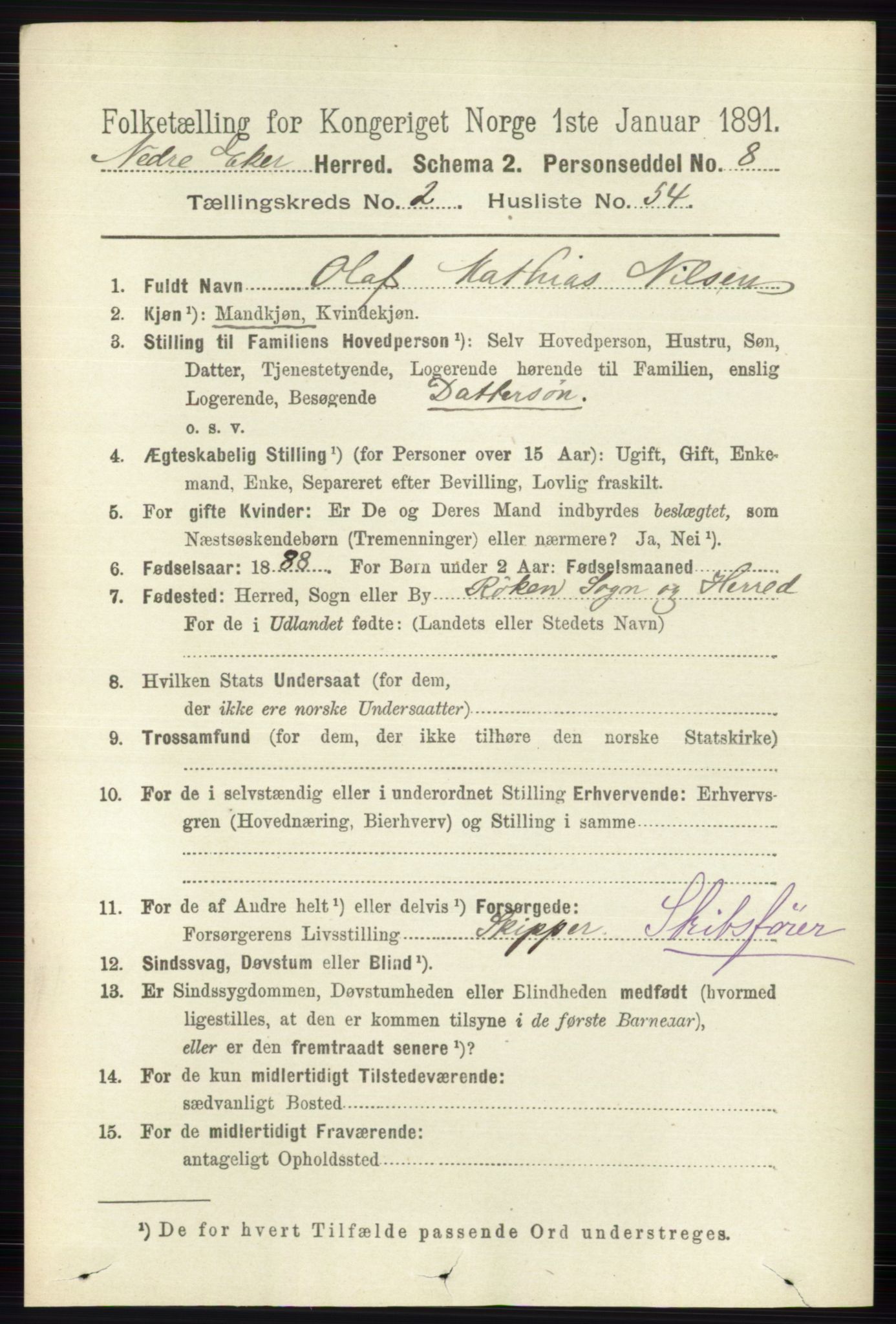 RA, 1891 census for 0625 Nedre Eiker, 1891, p. 837