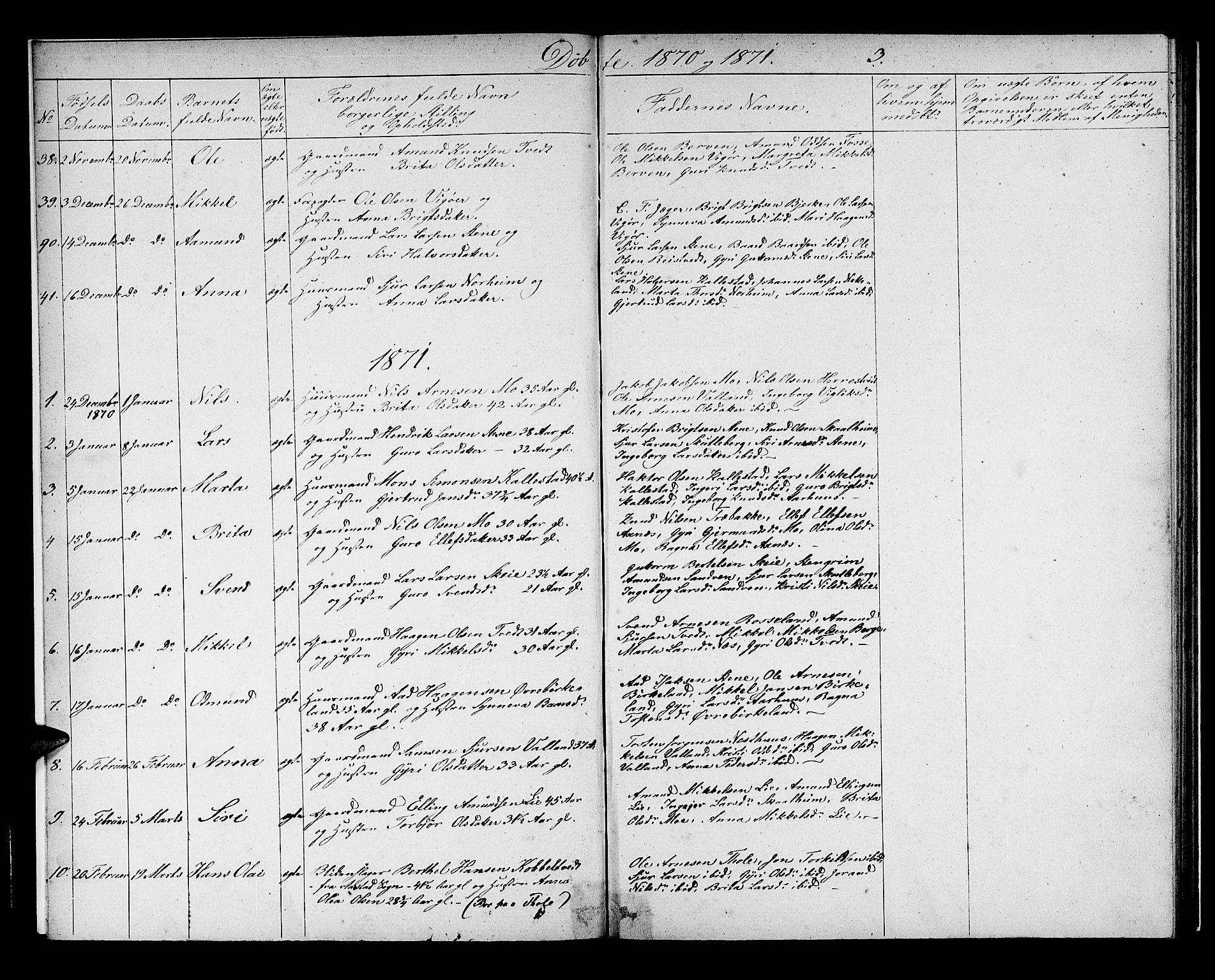 Kvam sokneprestembete, AV/SAB-A-76201/H/Hab: Parish register (copy) no. B 2, 1870-1883, p. 3