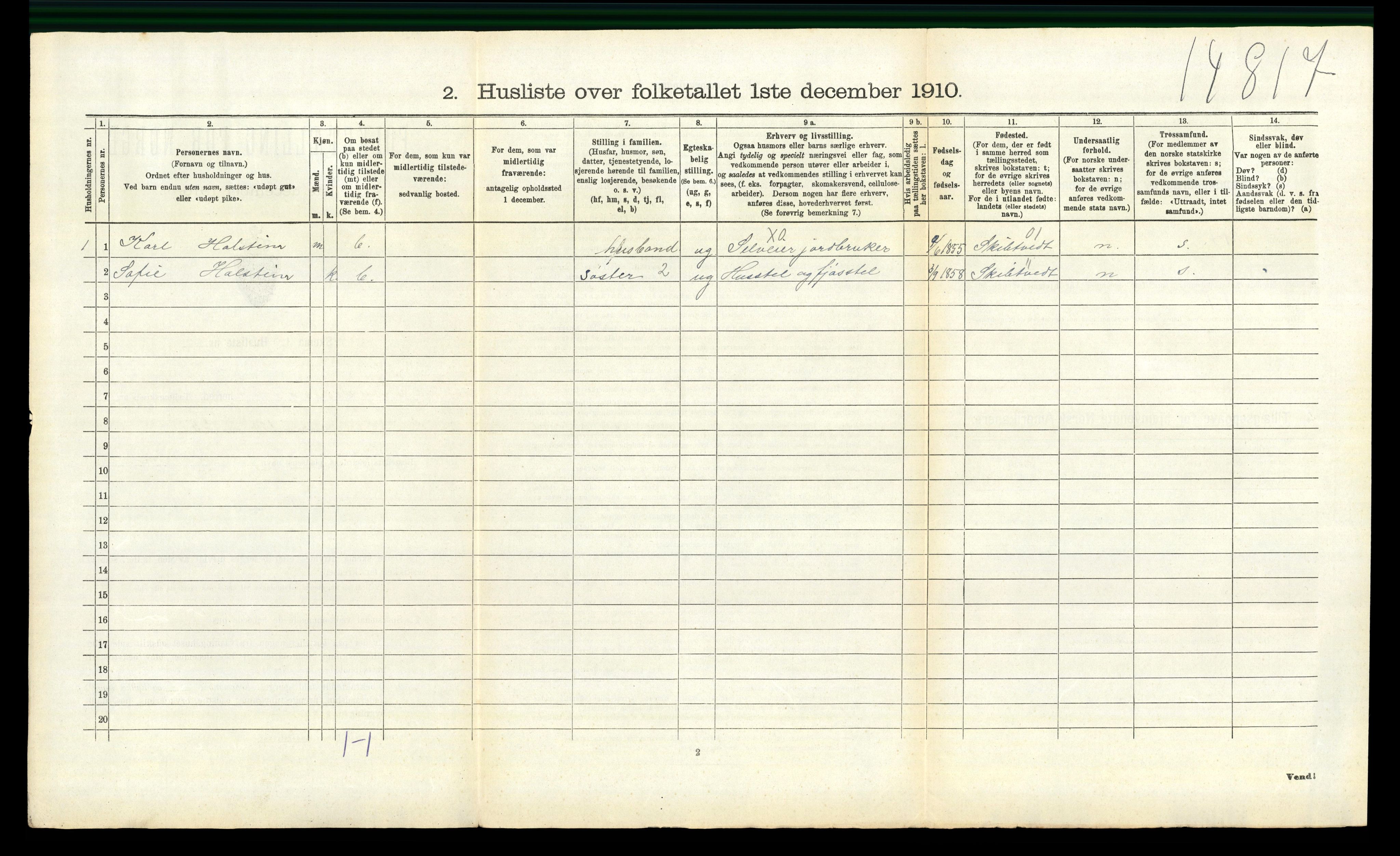 RA, 1910 census for Spydeberg, 1910, p. 230