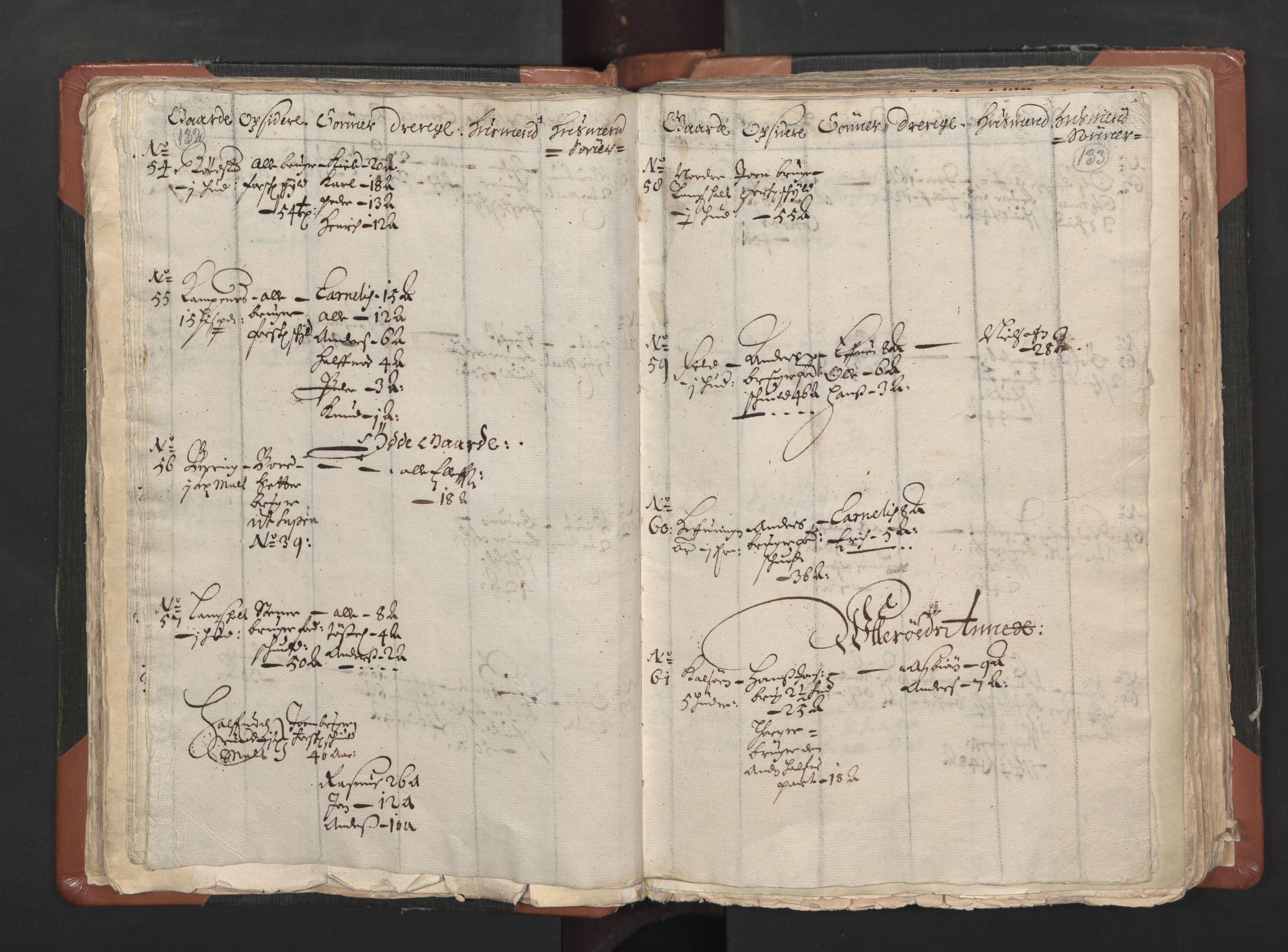 RA, Vicar's Census 1664-1666, no. 1: Nedre Borgesyssel deanery, 1664-1666, p. 132-133