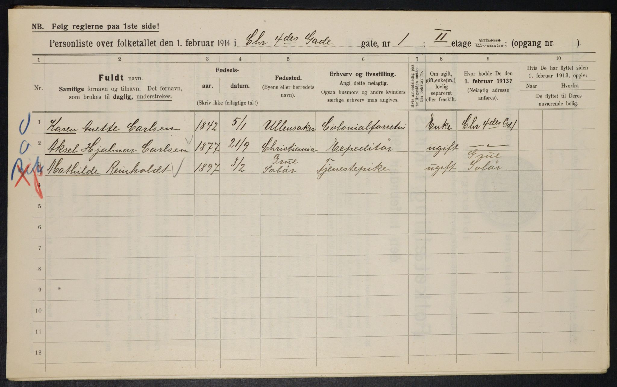 OBA, Municipal Census 1914 for Kristiania, 1914, p. 54061