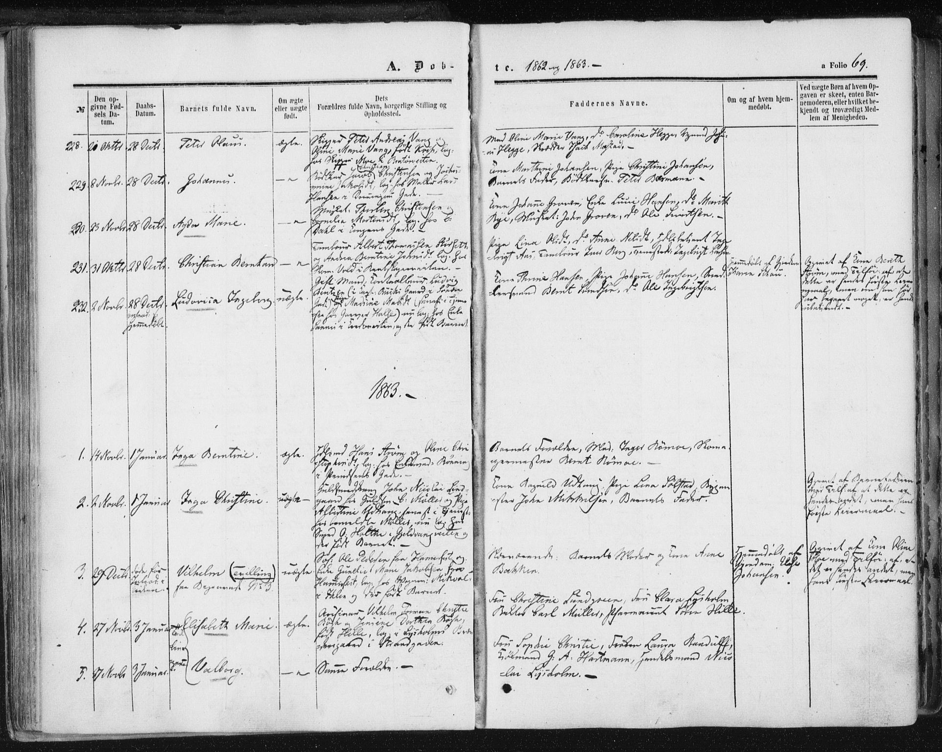 Ministerialprotokoller, klokkerbøker og fødselsregistre - Sør-Trøndelag, SAT/A-1456/602/L0115: Parish register (official) no. 602A13, 1860-1872, p. 69
