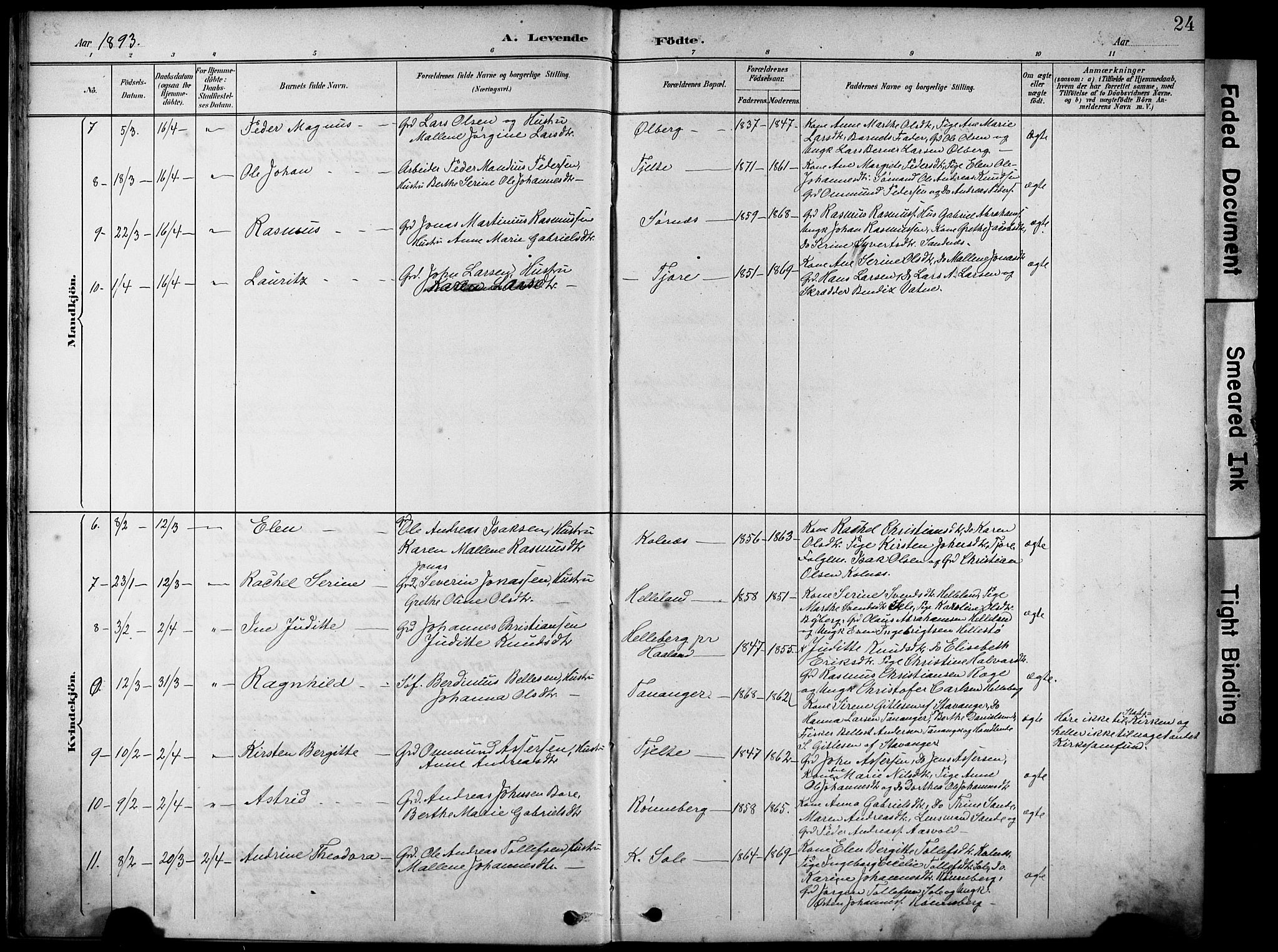 Håland sokneprestkontor, AV/SAST-A-101802/001/30BA/L0012: Parish register (official) no. A 11, 1889-1900, p. 24