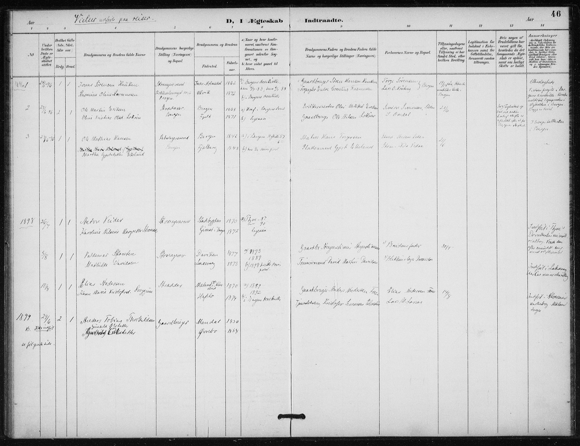 Døves menighet Oslo prestekontor kirkebøker, AV/SAO-A-11064/F/L0001: Parish register (official) no. 1, 1895-1919, p. 46