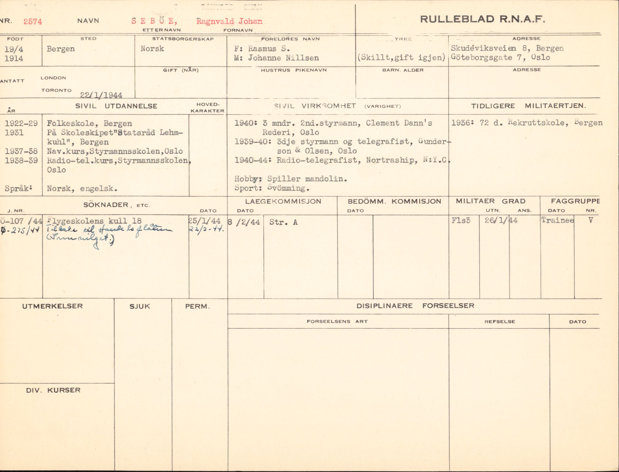 Forsvaret, Forsvarets overkommando/Luftforsvarsstaben, AV/RA-RAFA-4079/P/Pa/L0038: Personellpapirer, 1914, p. 145