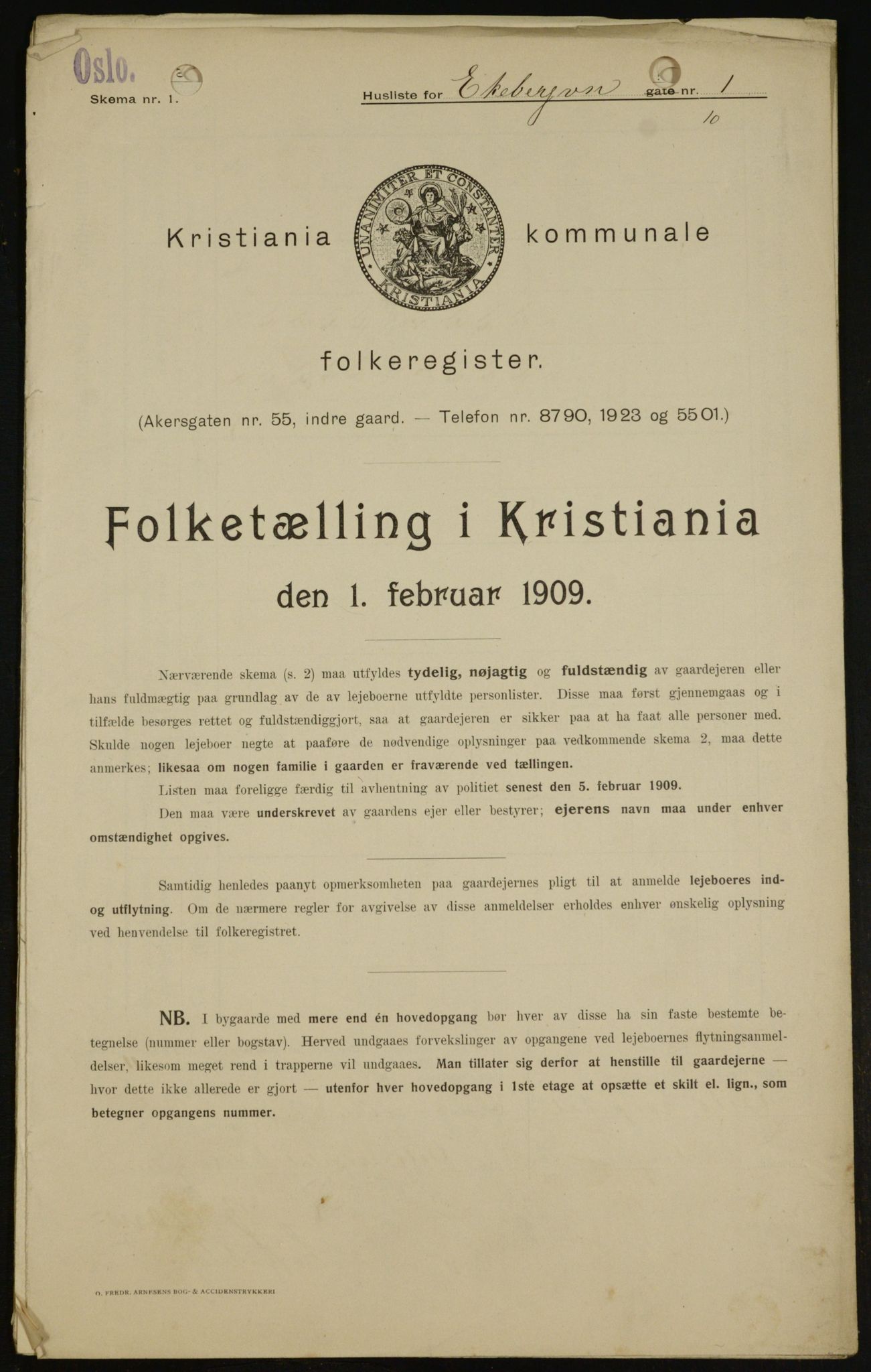 OBA, Municipal Census 1909 for Kristiania, 1909, p. 18167