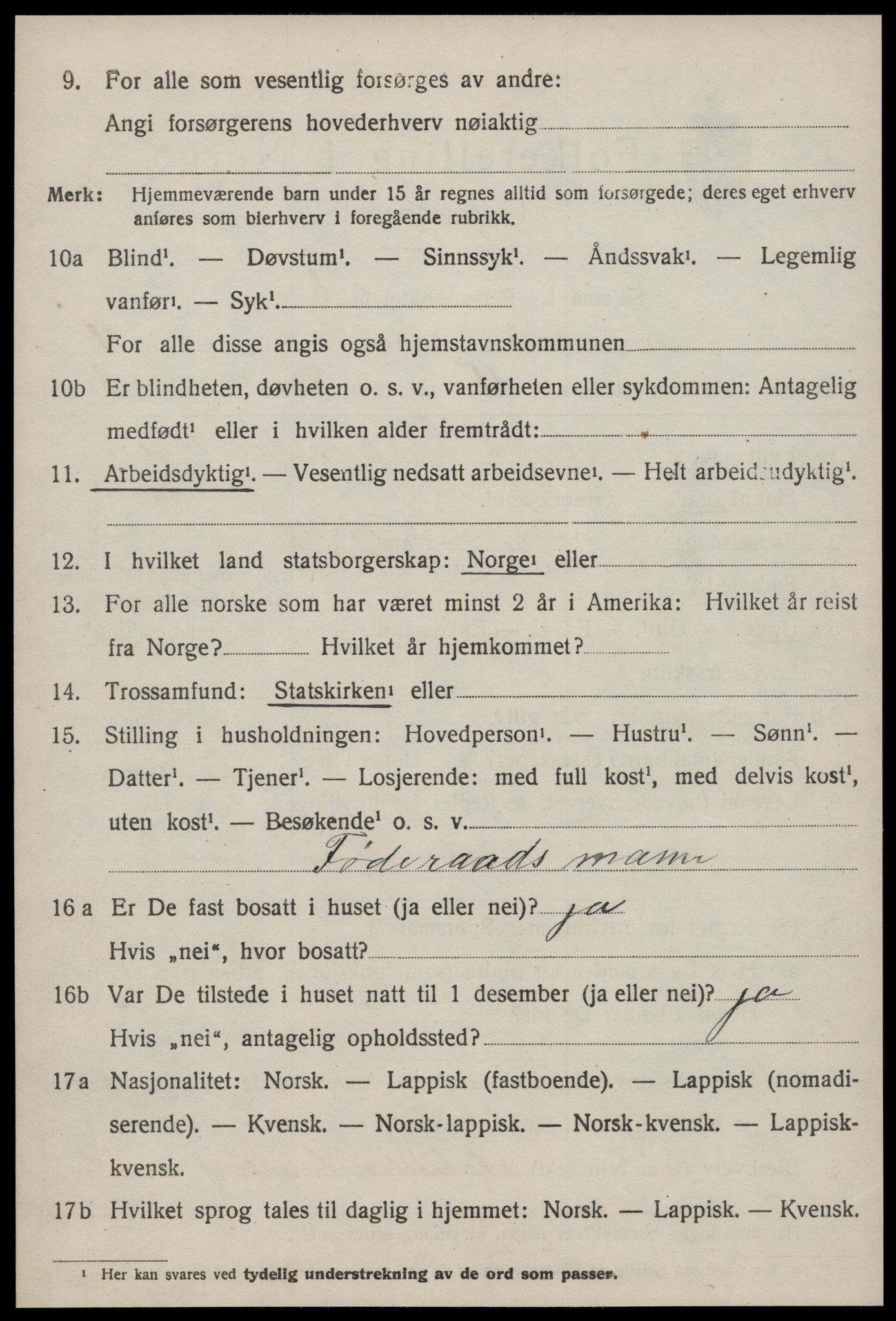 SAT, 1920 census for Soknedal, 1920, p. 4855