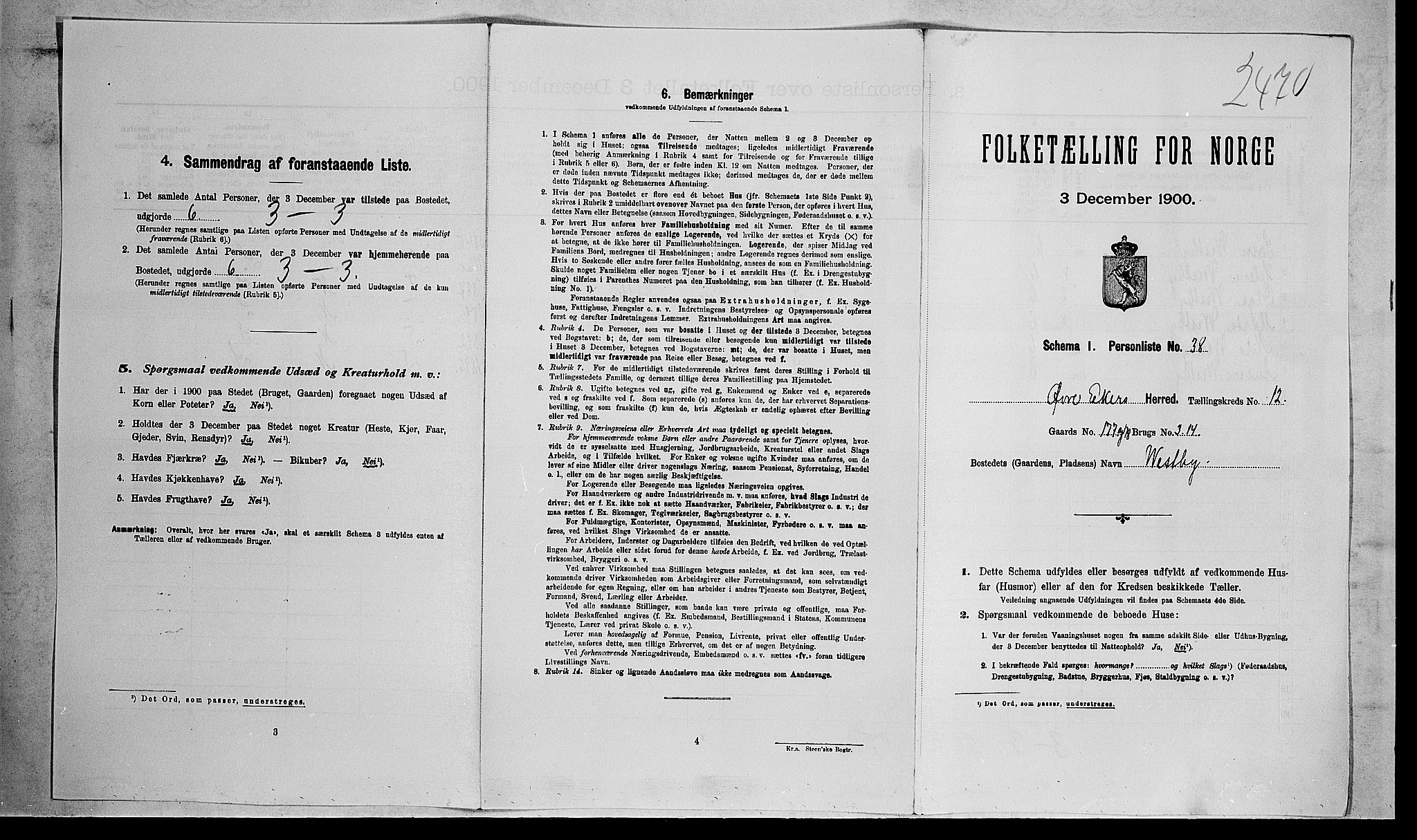 RA, 1900 census for Øvre Eiker, 1900, p. 2247