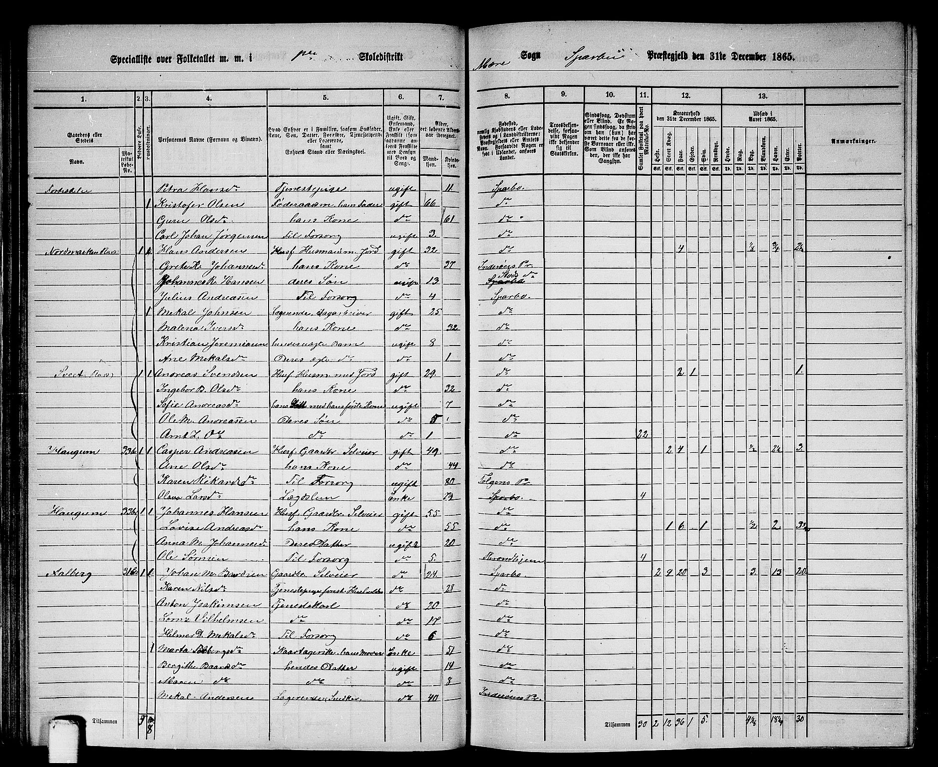 RA, 1865 census for Sparbu, 1865, p. 67