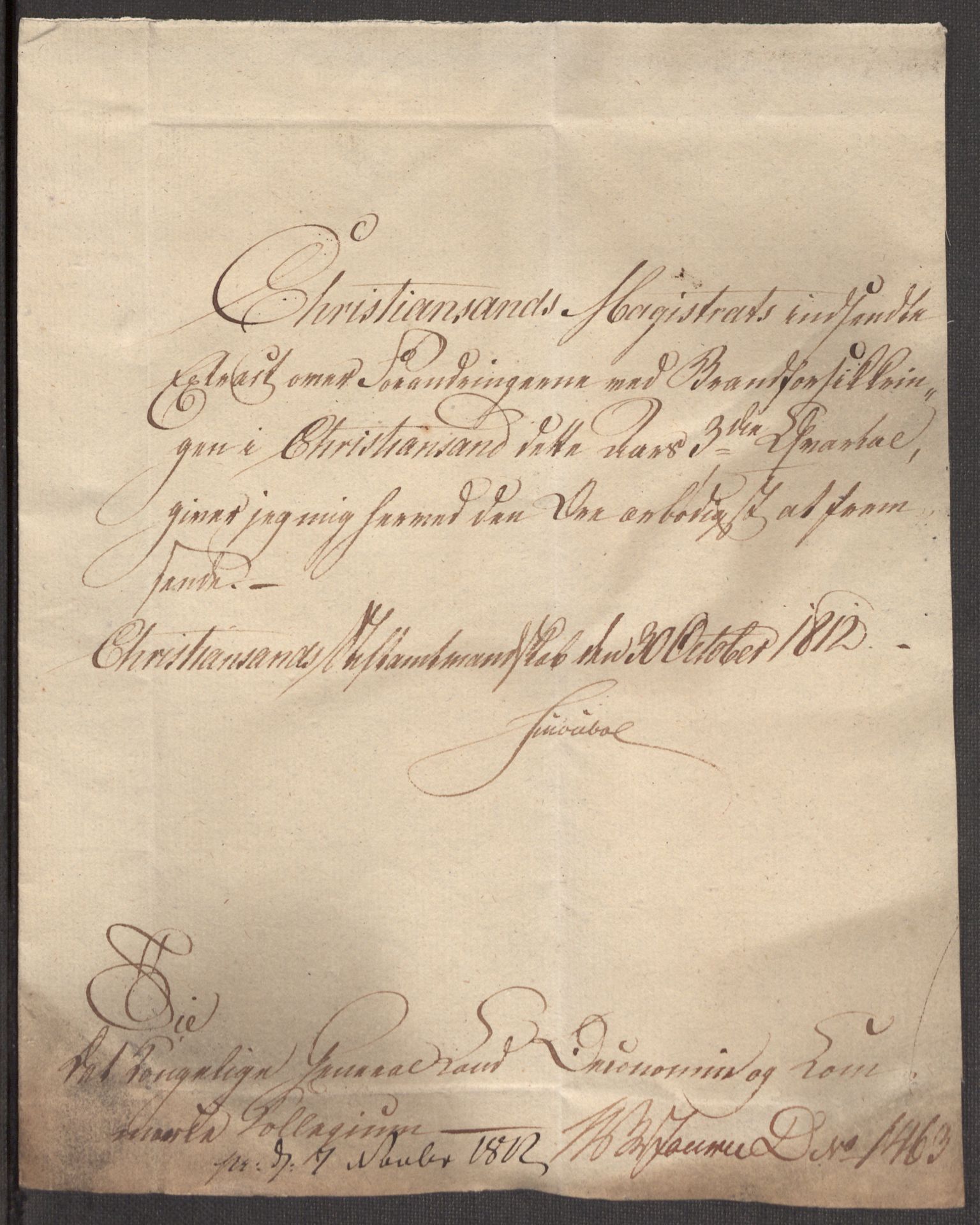 Kommersekollegiet, Brannforsikringskontoret 1767-1814, AV/RA-EA-5458/F/Fa/L0019/0003: Kristiansand / Dokumenter, 1797-1813