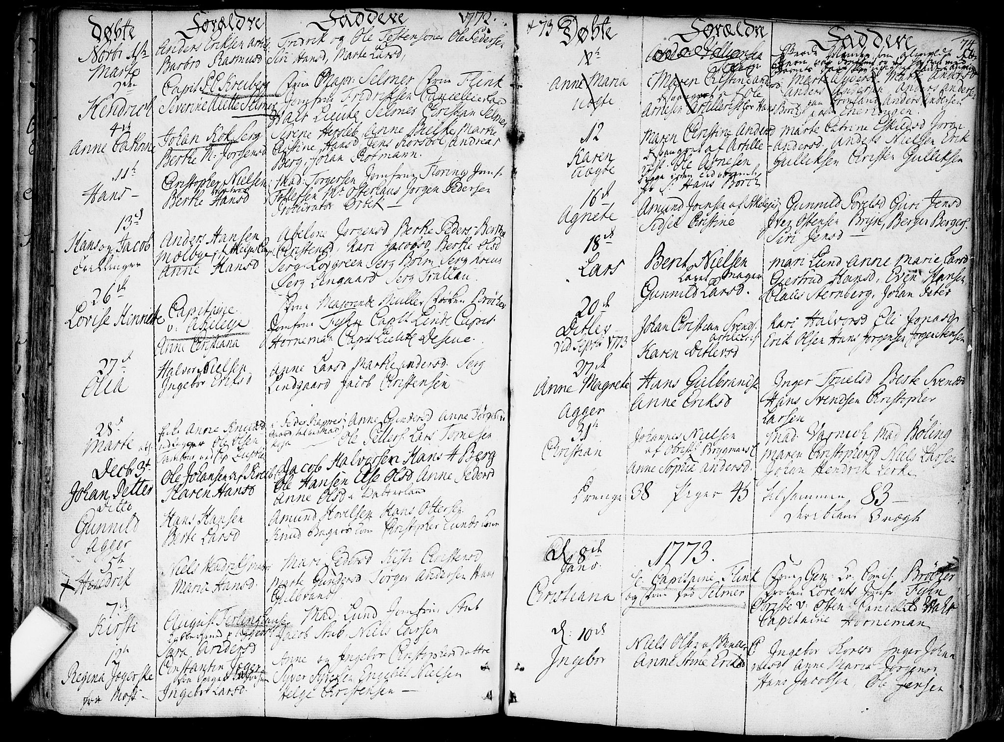 Garnisonsmenigheten Kirkebøker, AV/SAO-A-10846/F/Fa/L0002: Parish register (official) no. 2, 1757-1776, p. 74