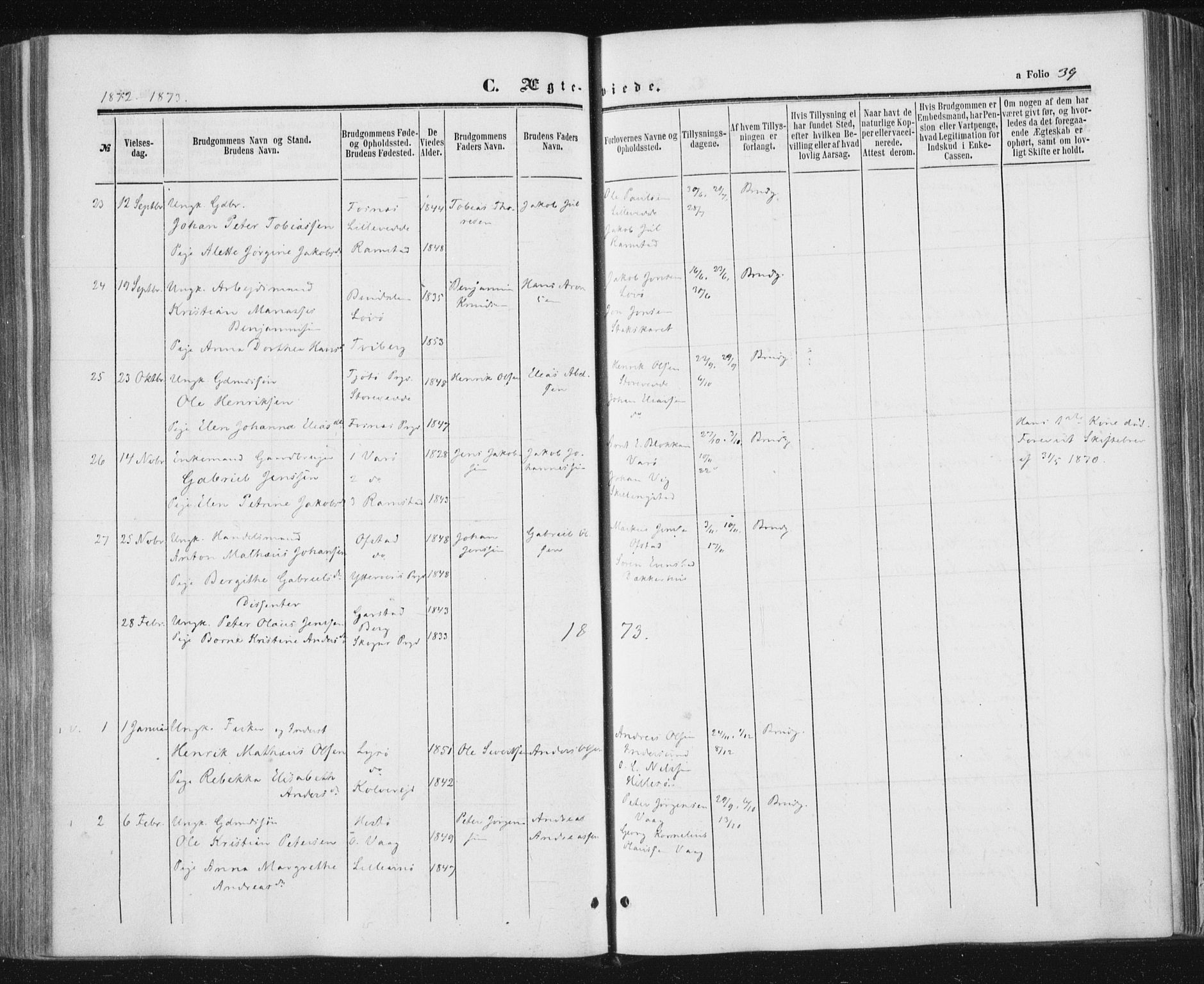 Ministerialprotokoller, klokkerbøker og fødselsregistre - Nord-Trøndelag, SAT/A-1458/784/L0670: Parish register (official) no. 784A05, 1860-1876, p. 39