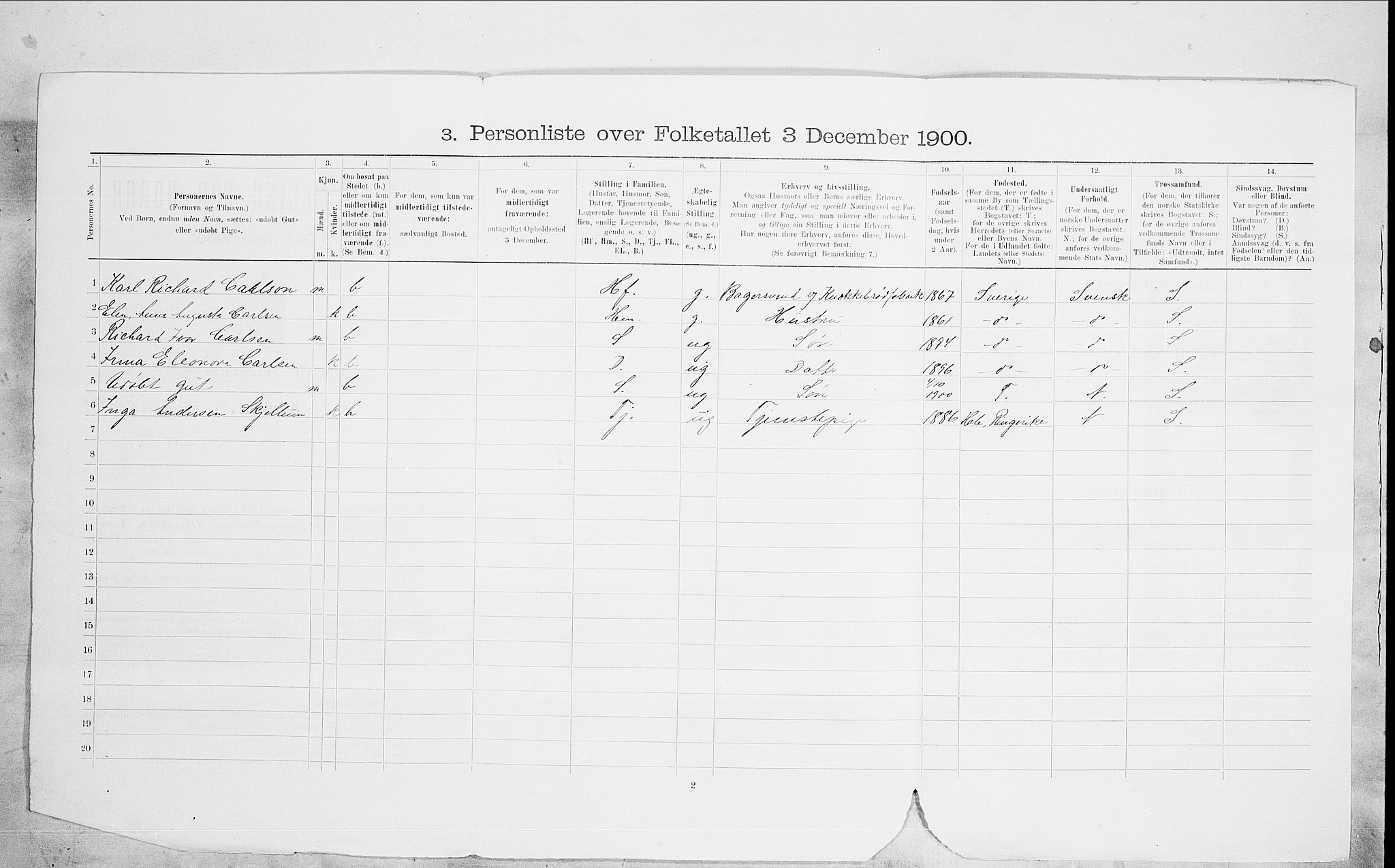 SAO, 1900 census for Kristiania, 1900, p. 87058