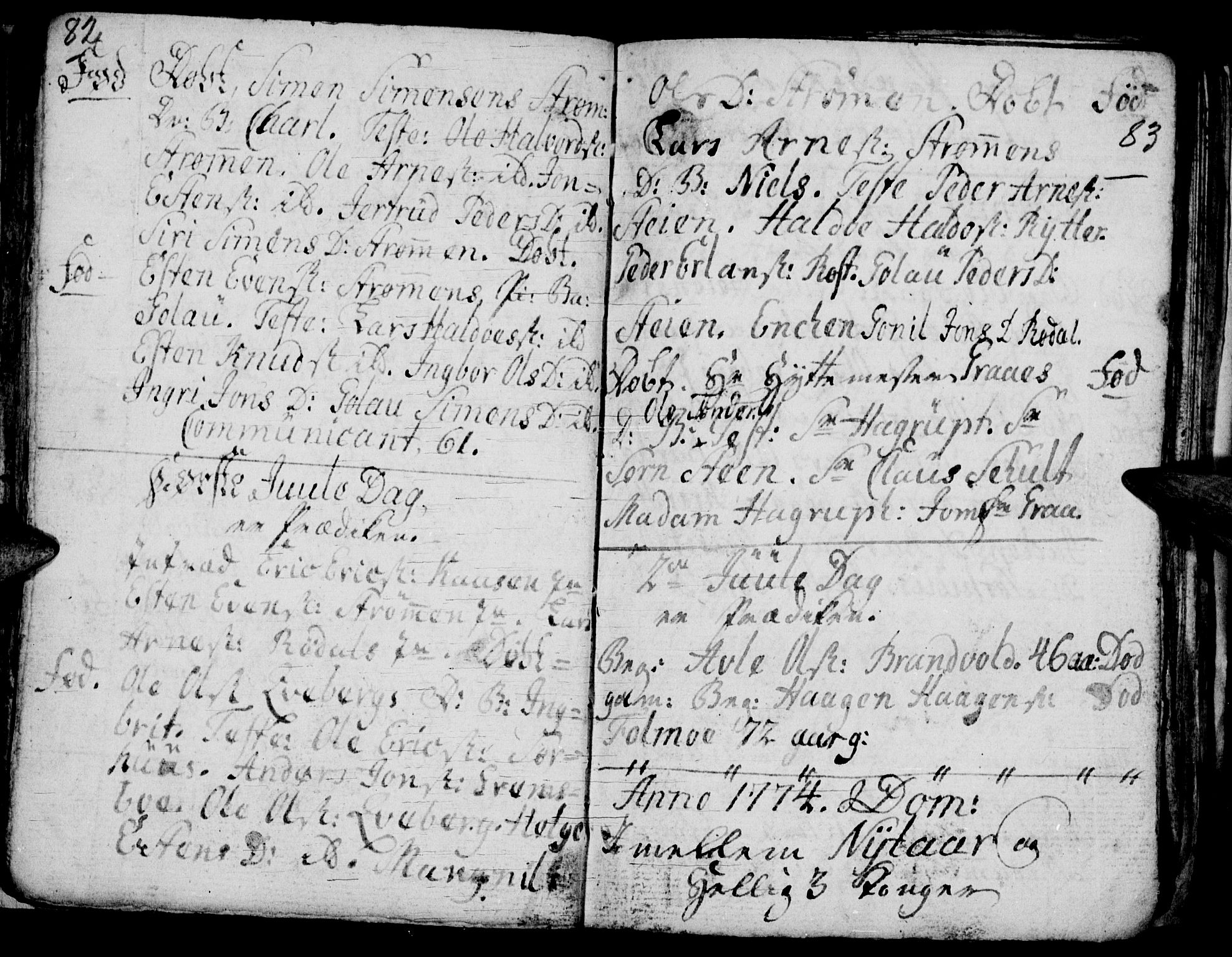 Tynset prestekontor, SAH/PREST-058/H/Ha/Hab/L0009: Parish register (official) no. 9, 1769-1781, p. 82-83
