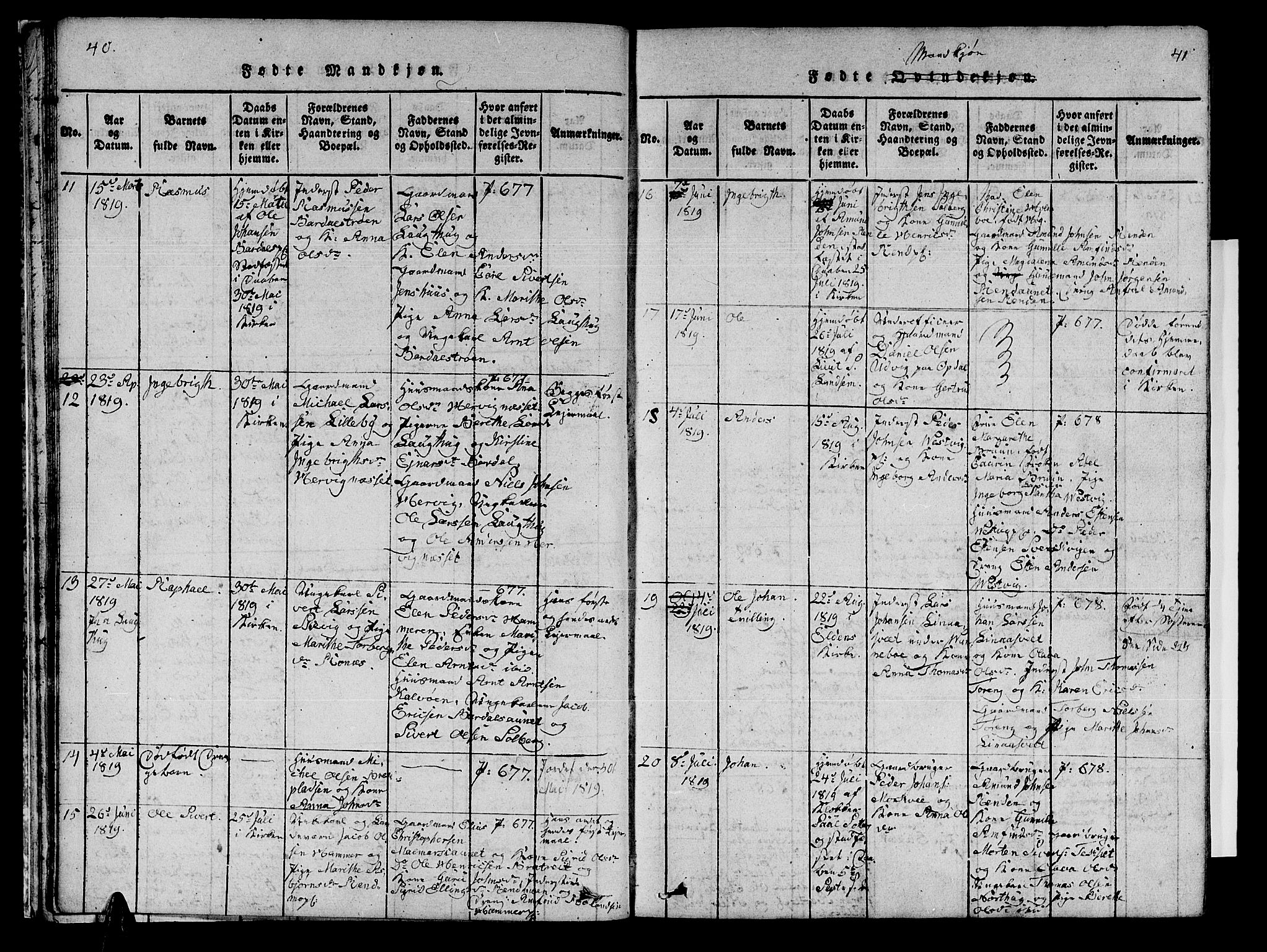 Ministerialprotokoller, klokkerbøker og fødselsregistre - Nord-Trøndelag, SAT/A-1458/741/L0400: Parish register (copy) no. 741C01, 1817-1825, p. 40-41
