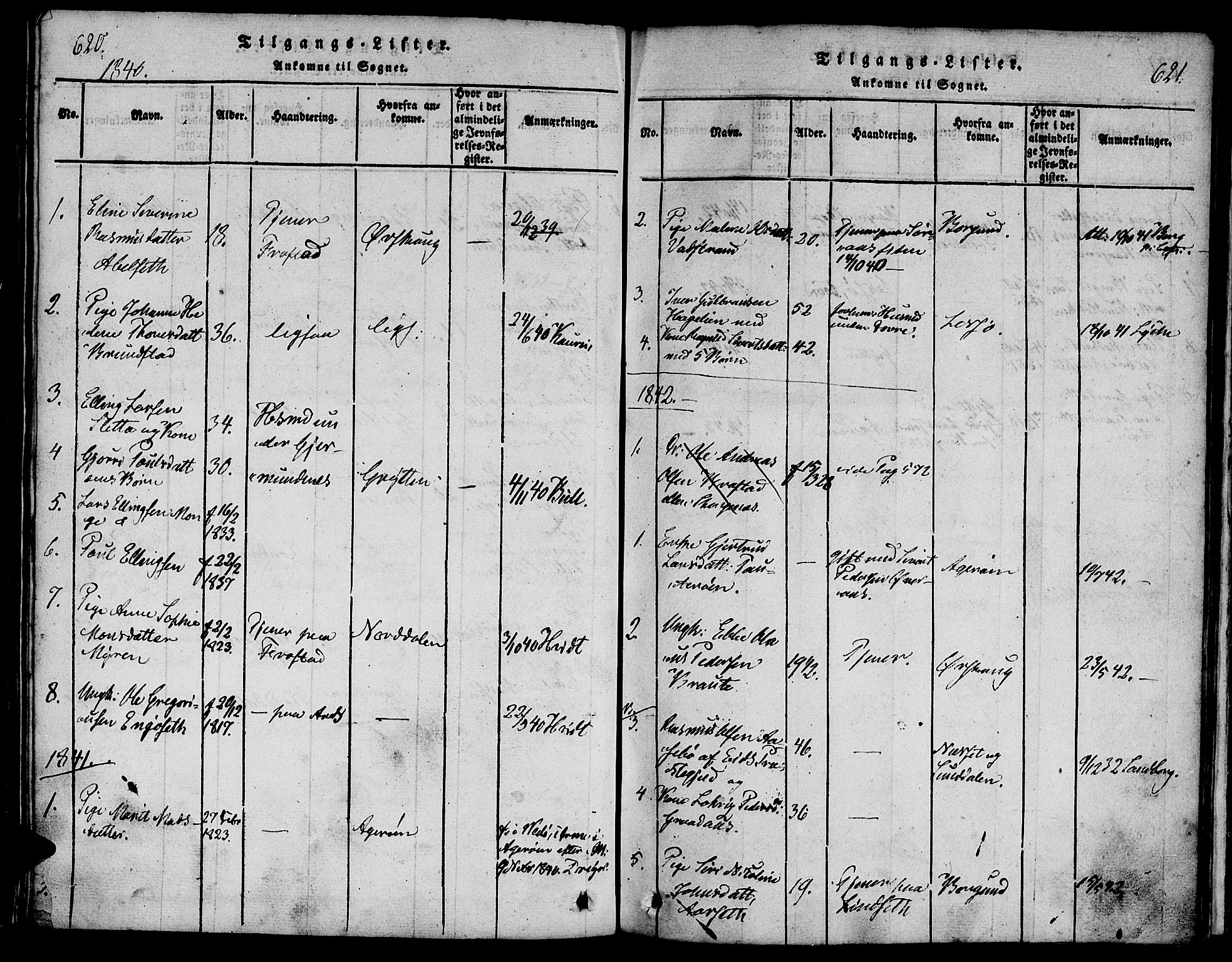 Ministerialprotokoller, klokkerbøker og fødselsregistre - Møre og Romsdal, SAT/A-1454/539/L0528: Parish register (official) no. 539A01, 1818-1847, p. 620-621